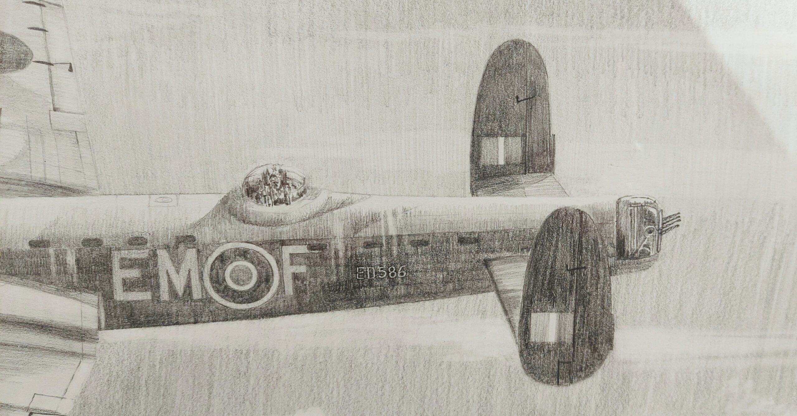 Avro Lancaster Pencil Drawing By David Bryan - Image 3