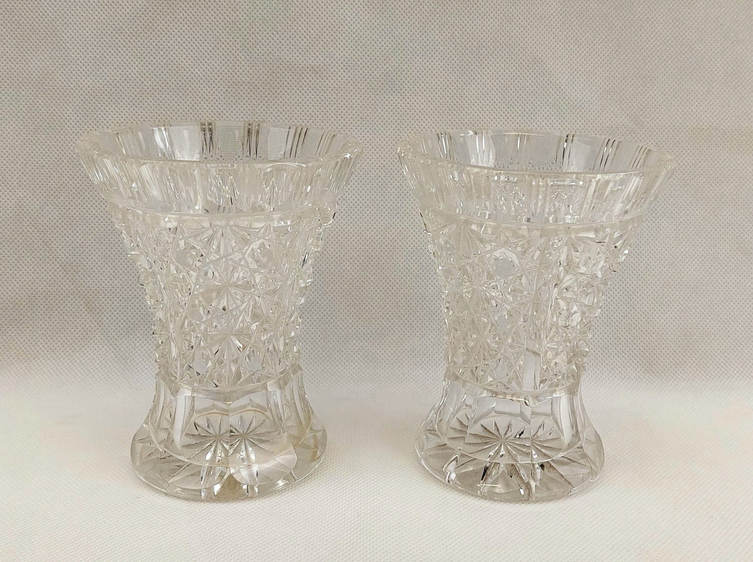 Pair Of Victorian Crystal Cut Glass Vases