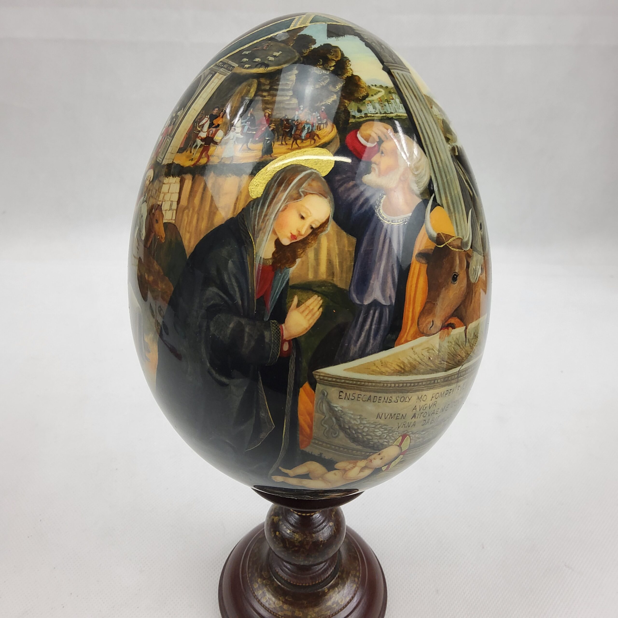 St Petersburg Hand Painted Laquered Papier Mache Egg Depicting The Adoration Of The Magi - Image 4