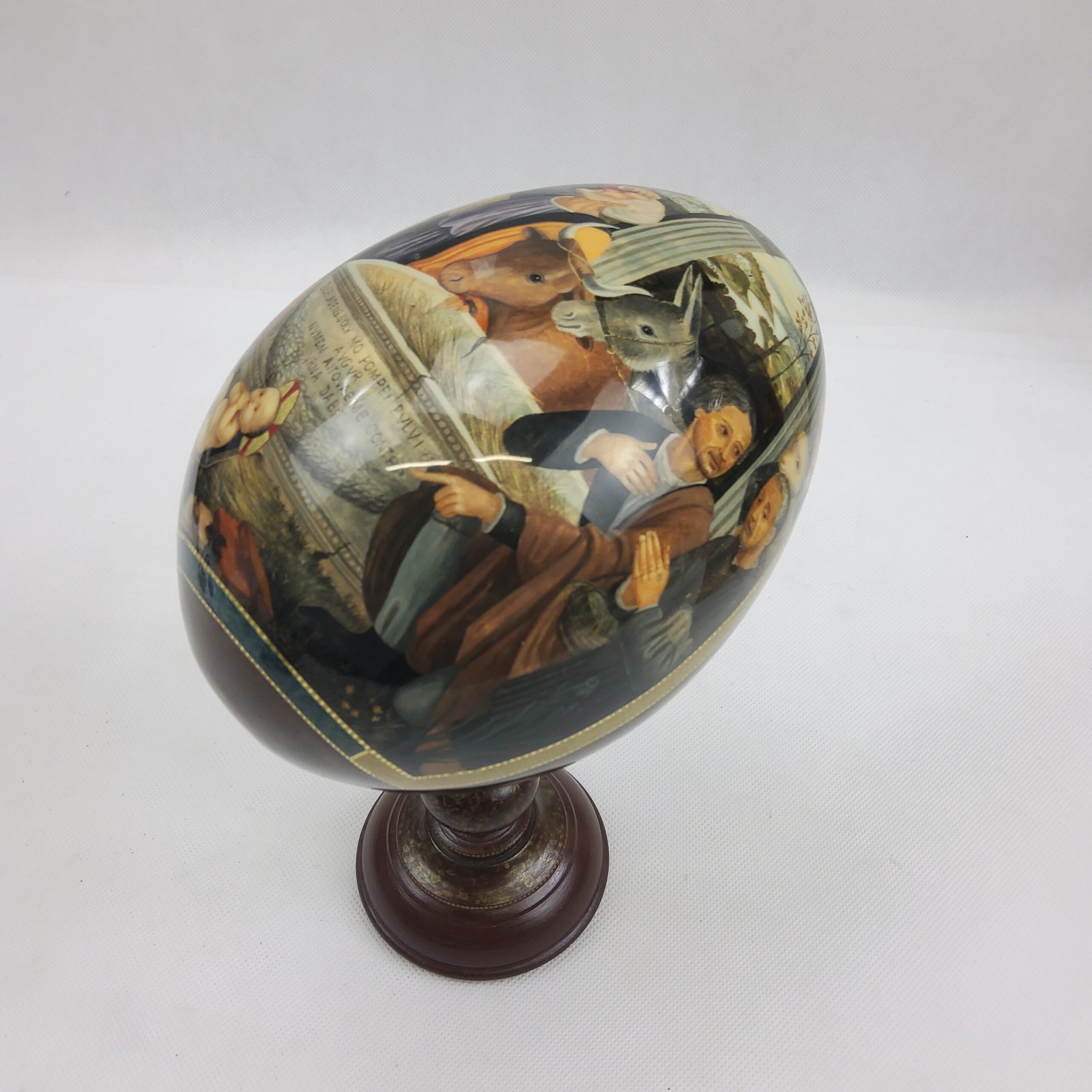 St Petersburg Hand Painted Laquered Papier Mache Egg Depicting The Adoration Of The Magi - Image 5