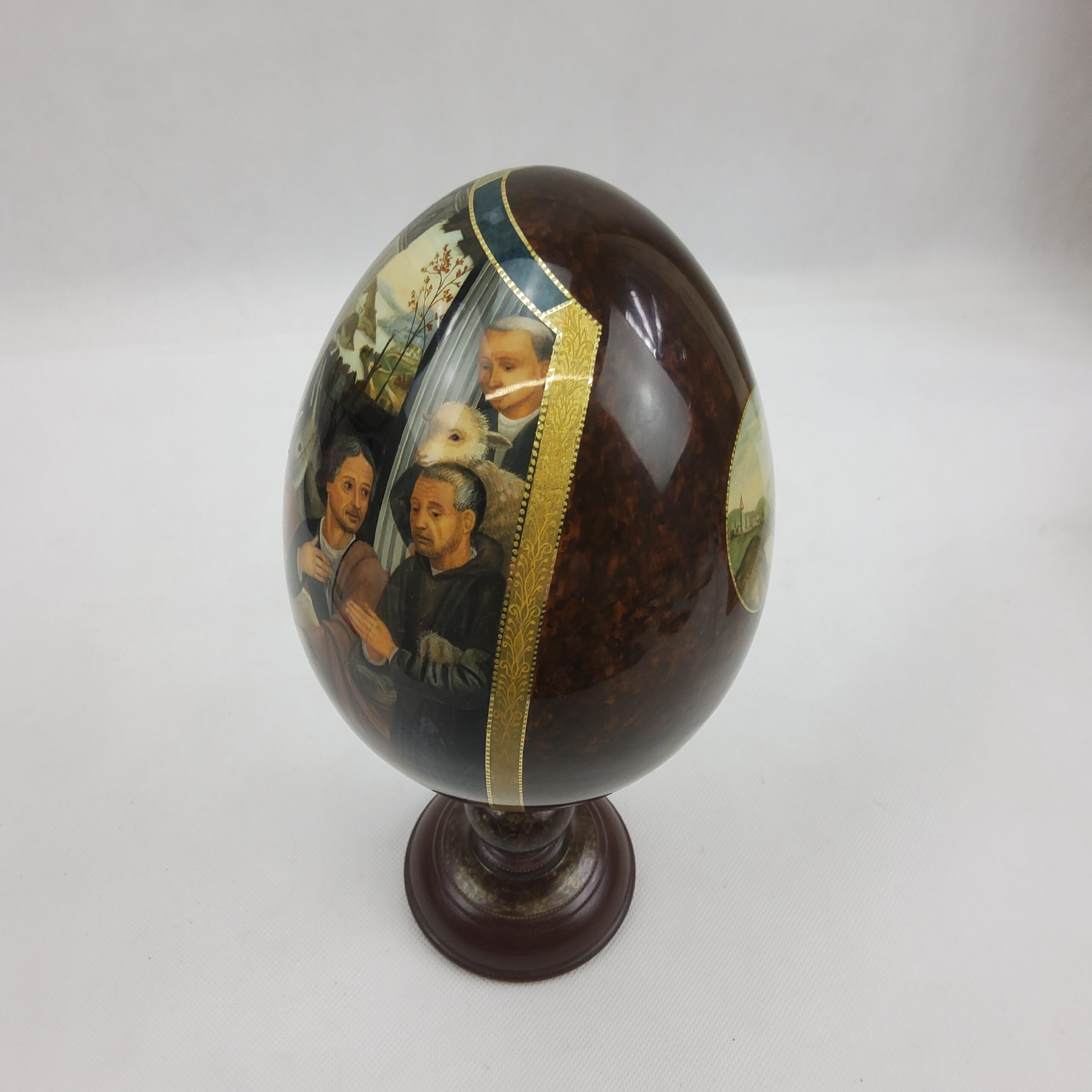 St Petersburg Hand Painted Laquered Papier Mache Egg Depicting The Adoration Of The Magi - Image 2