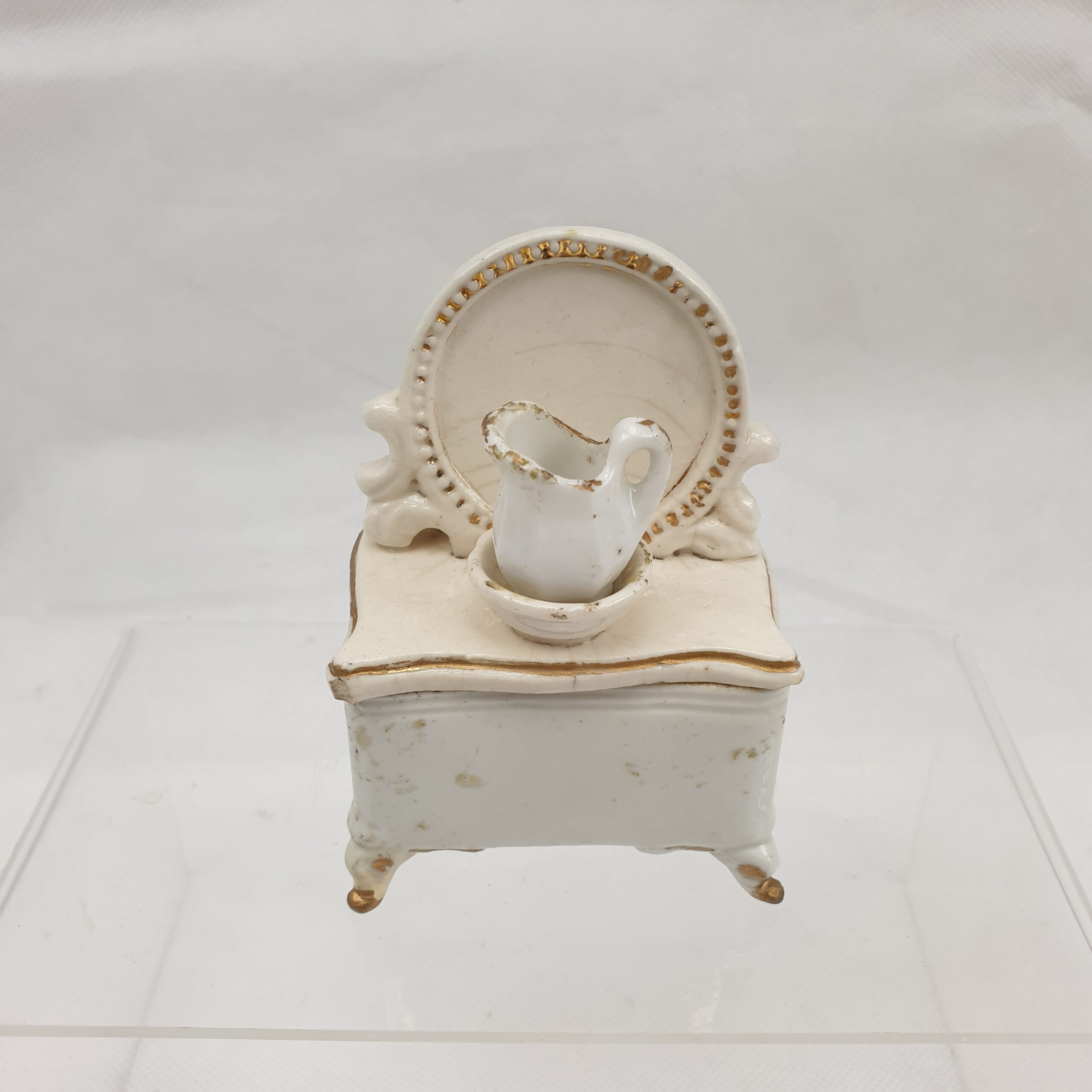 Victorian Staffordshire Trinket Box In The Form Of A Dresser And Jug