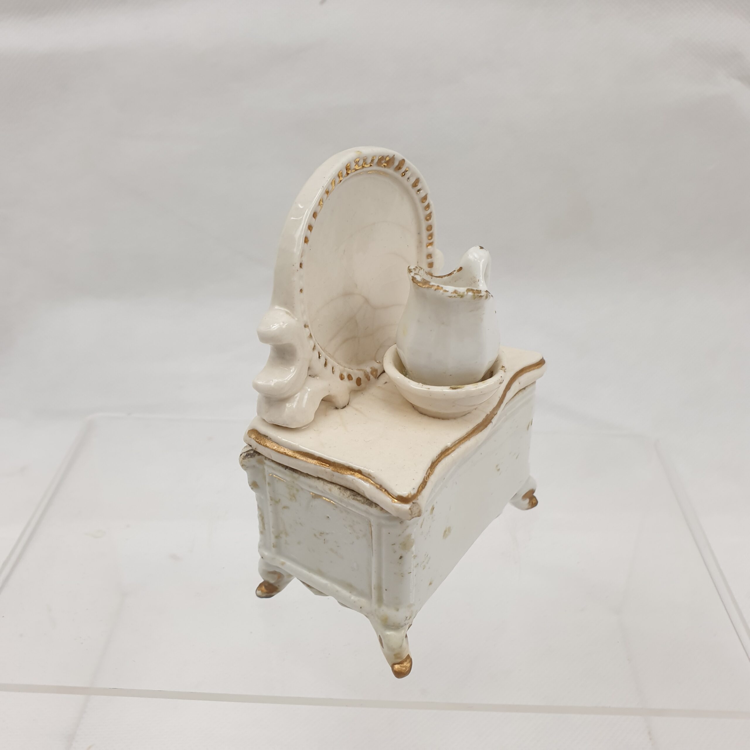Victorian Staffordshire Trinket Box In The Form Of A Dresser And Jug - Image 6