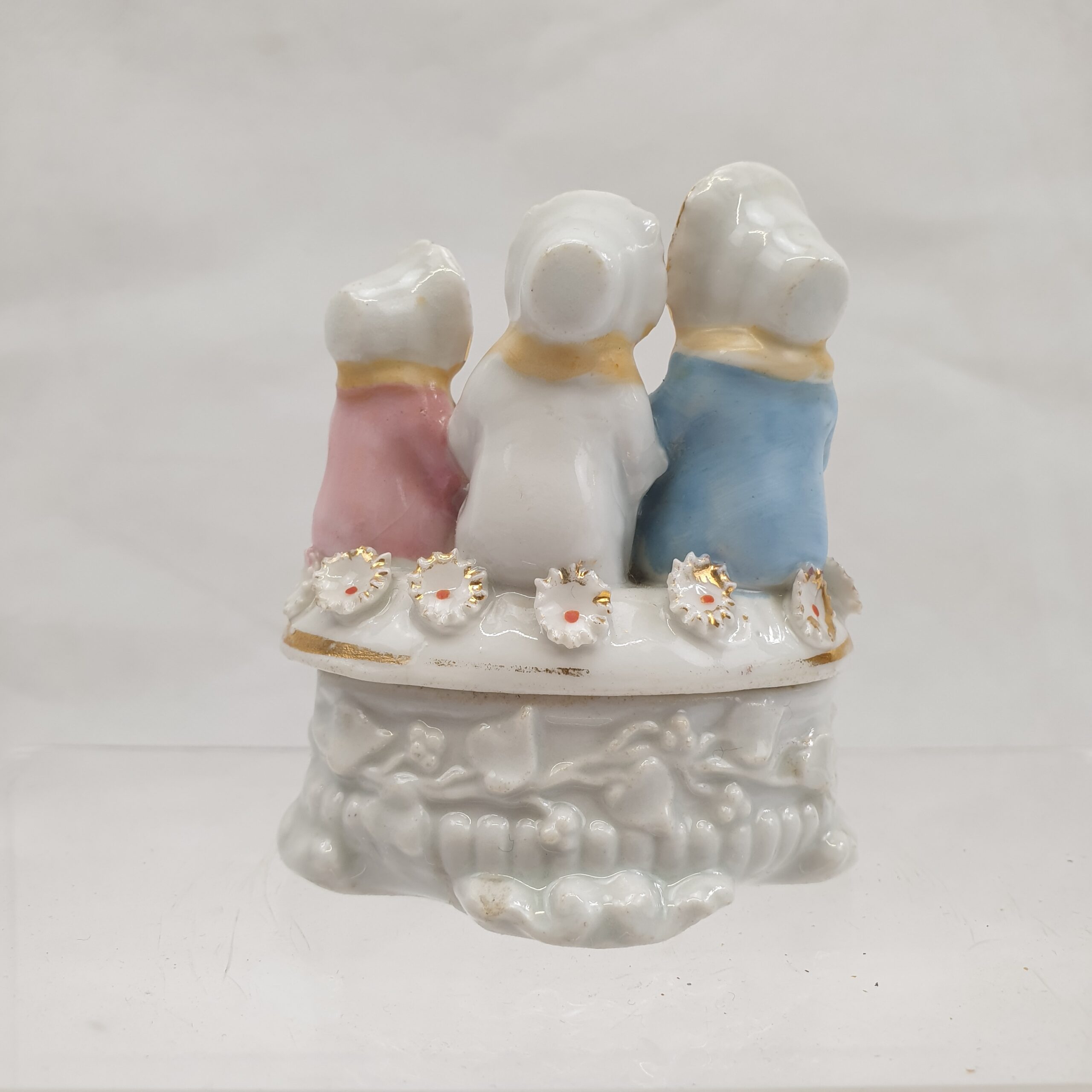 Victorian Staffordshire Trinket Box In The Form Of 3 Young Girls - Image 9