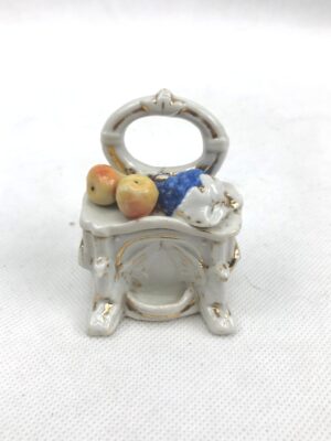 Victorian Staffordshire Trinket Box Of Fruit On A Desk