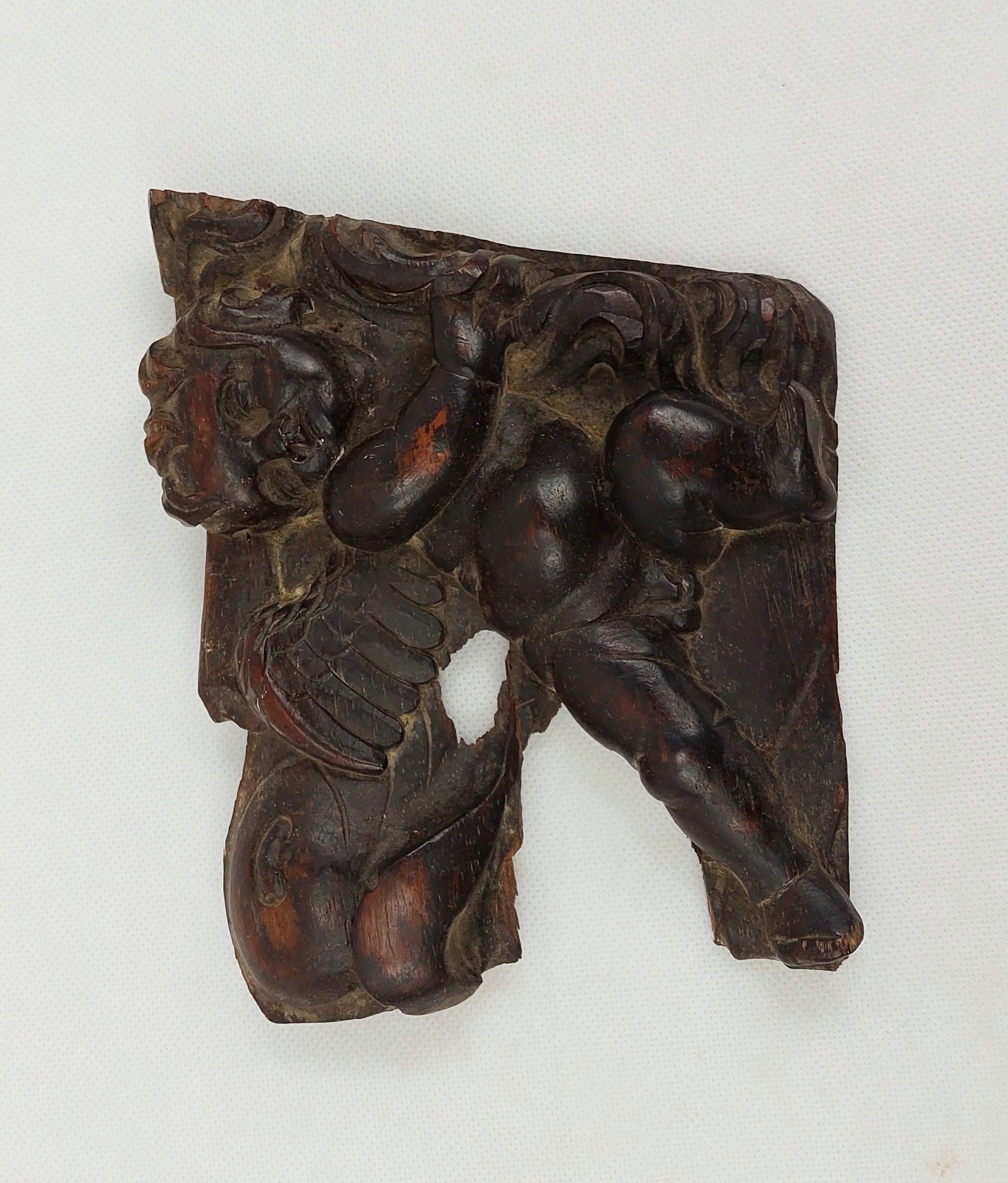 17th Century Oak Wood Carving Of A Cherub