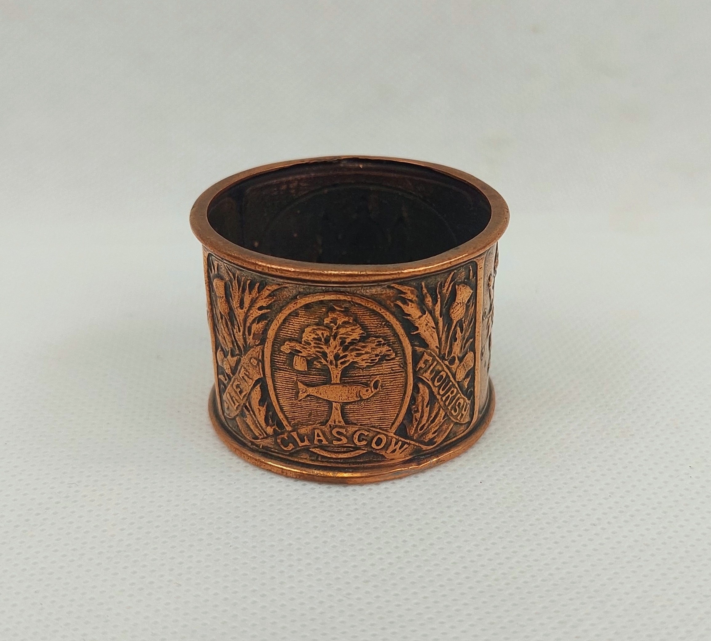 1901 Art Nouveau Glasgow Copper Napkin Ring