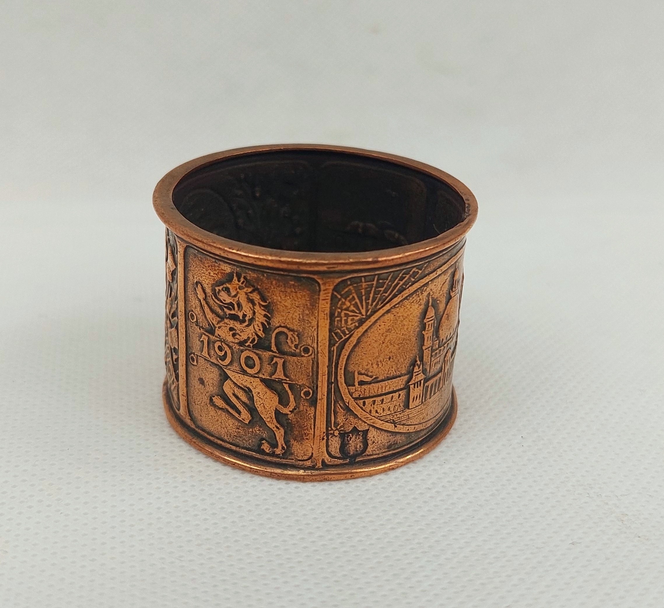 1901 Art Nouveau Glasgow Copper Napkin Ring - Image 5
