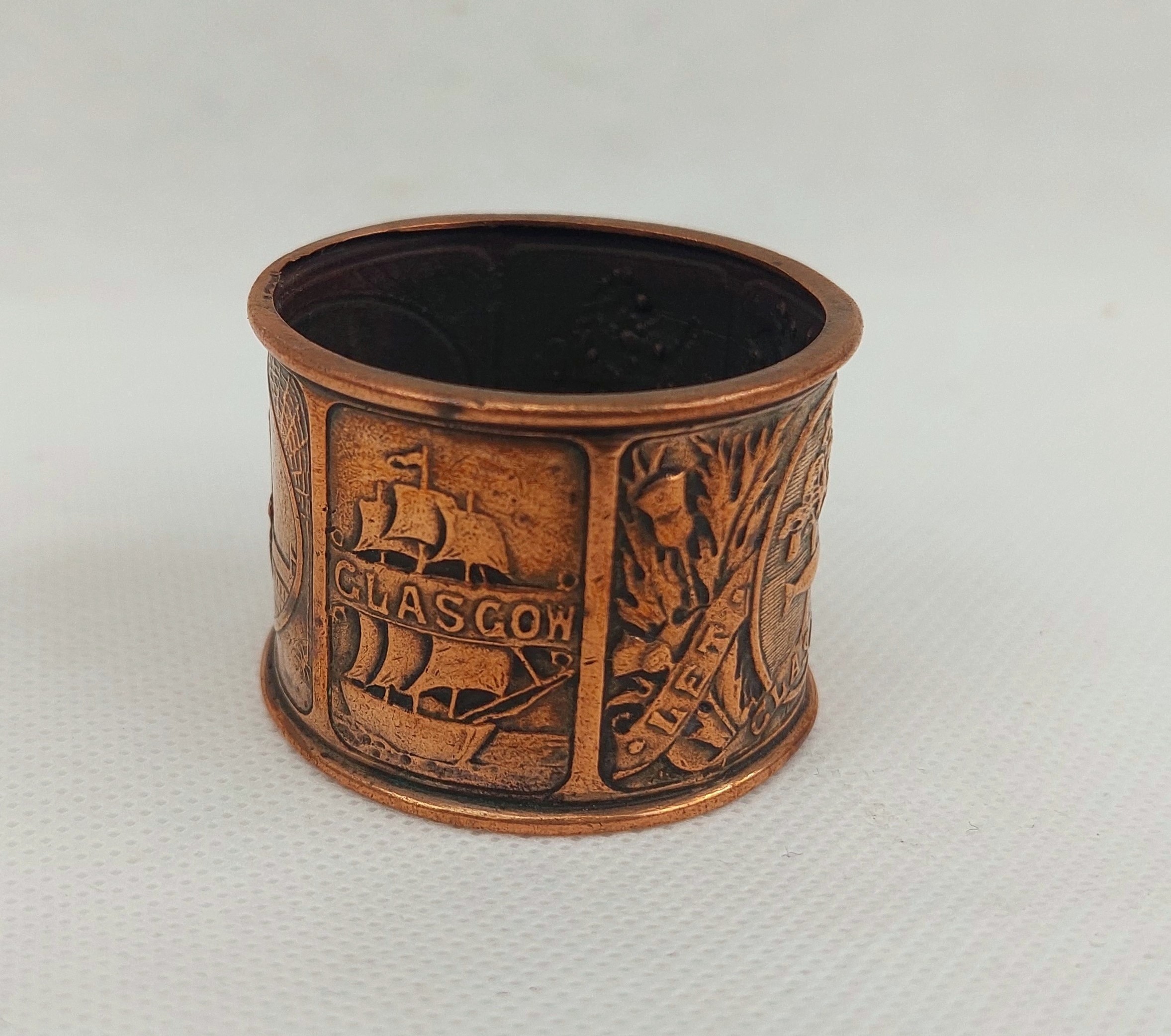 1901 Art Nouveau Glasgow Copper Napkin Ring - Image 3