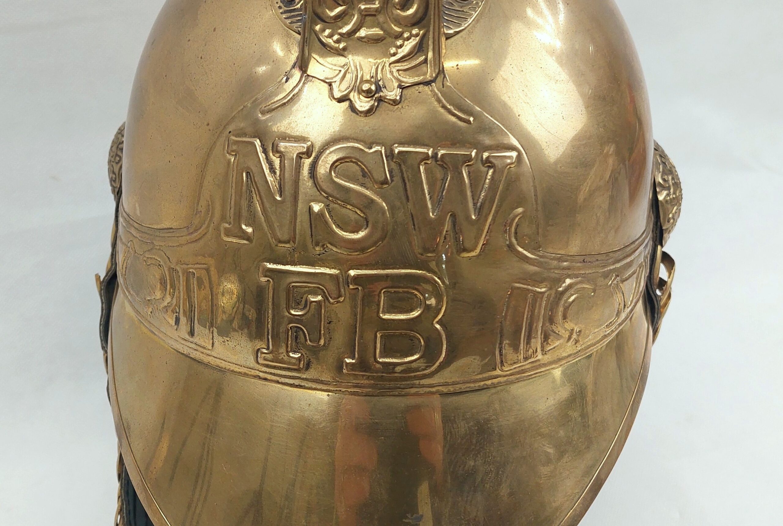 Australian New South Wales Merryweather Pattern Brass Firemans Helmet - Image 9