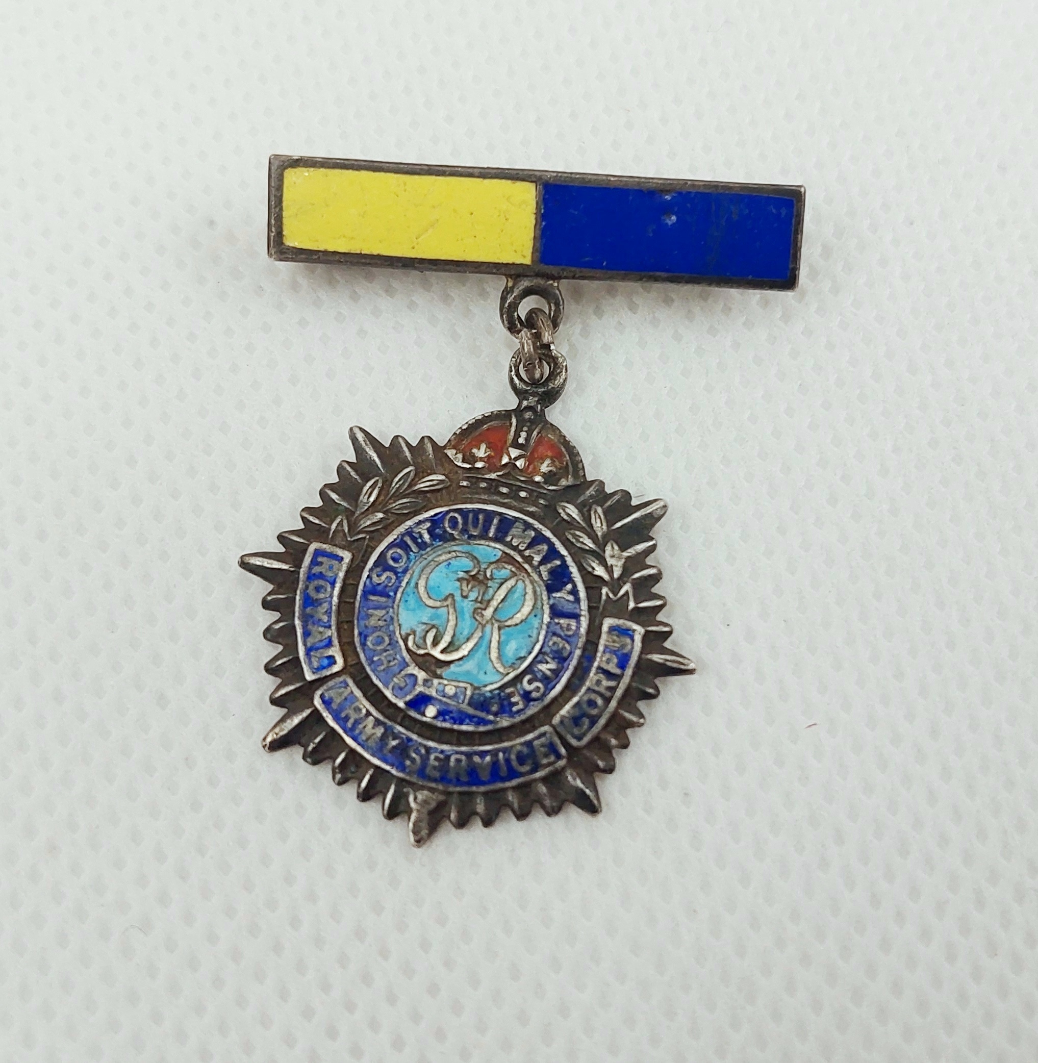 Sterling Silver & Enamel George VI Royal Army Service Corps Badge