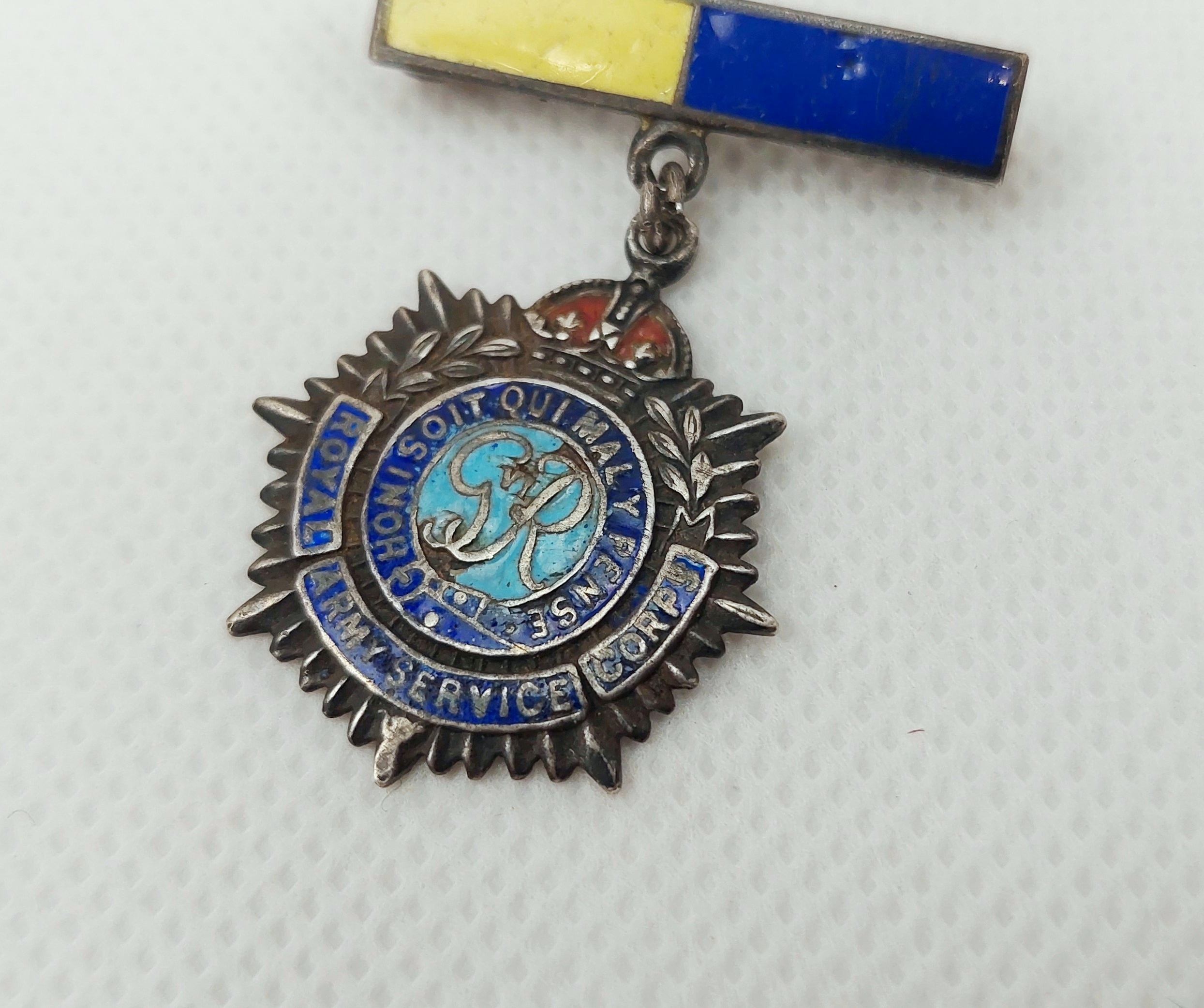 Sterling Silver & Enamel George VI Royal Army Service Corps Badge - Image 2