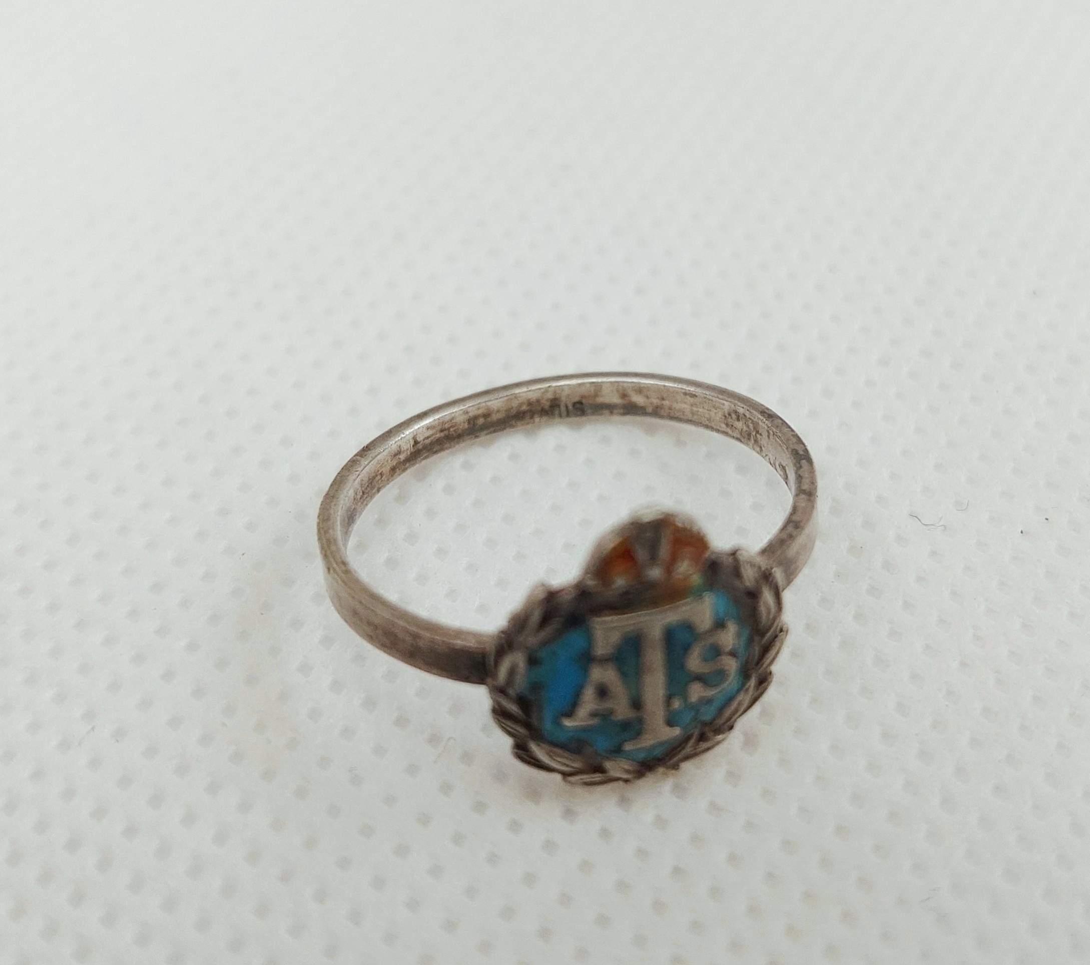 WW2 Sterling Silver & Enamel Auxiliary Territorial Service Ring - Image 3