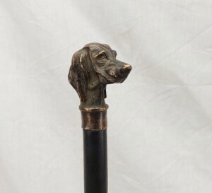 Victorian Gentlemen's Walking Stick with Dogs Head Handle