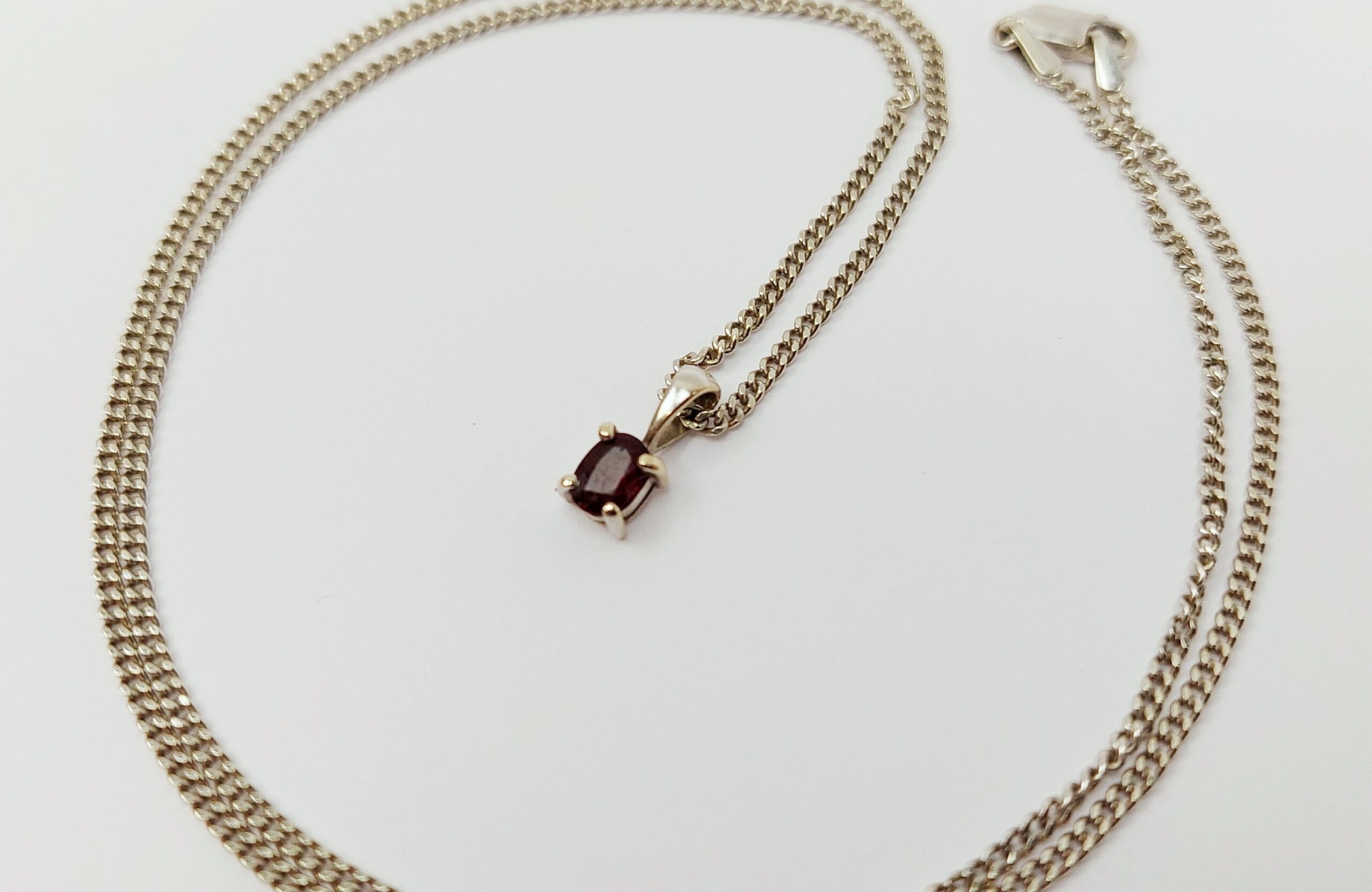 18ct White Gold Ruby Pendant on 9ct White Gold Chain – 19 Inches - Image 2