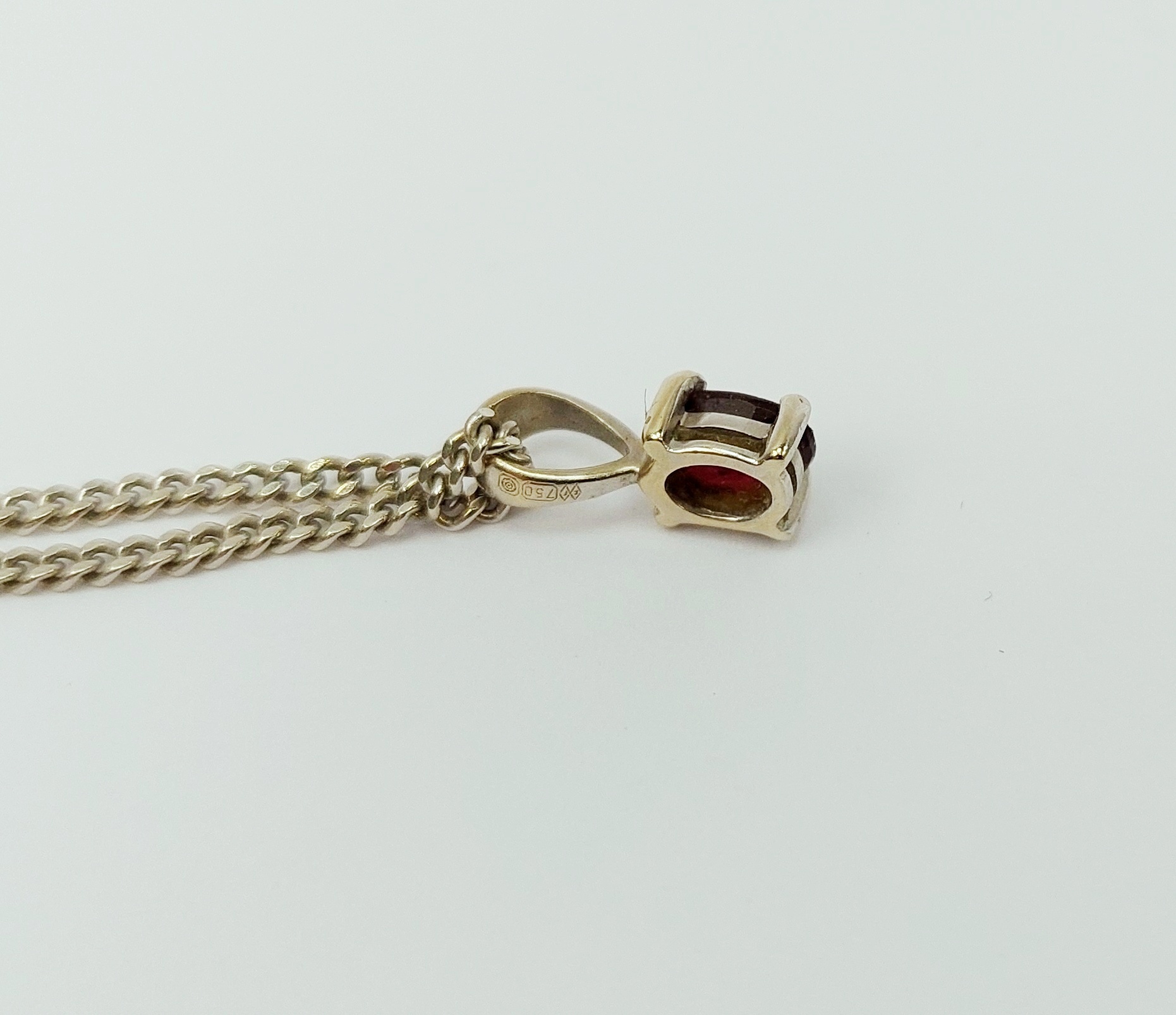 18ct White Gold Ruby Pendant on 9ct White Gold Chain – 19 Inches - Image 3
