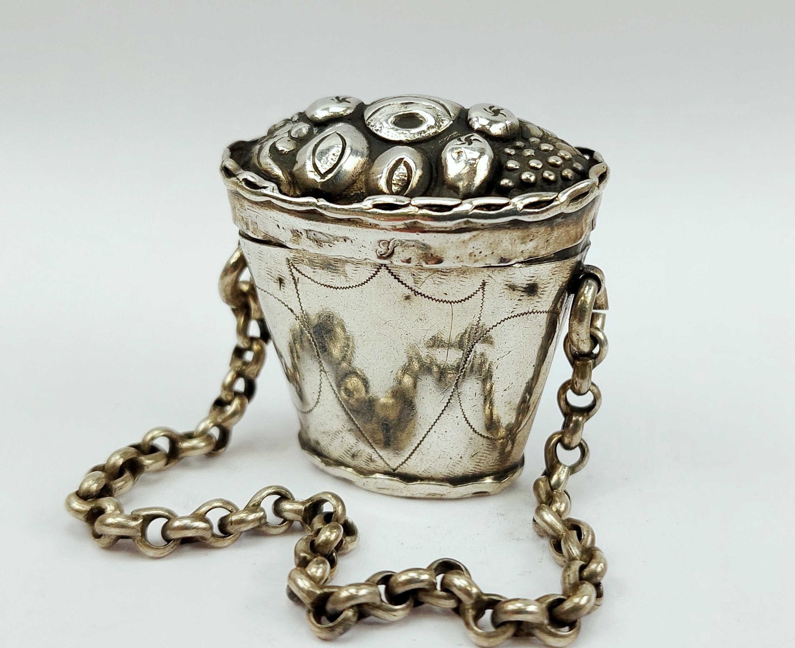 Dutch Silver Peppermint Box In The Form Of A Fruit Basket - Image 3