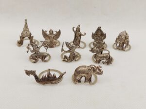 Set of 10 Siam Thai Silver Menu Place Holders