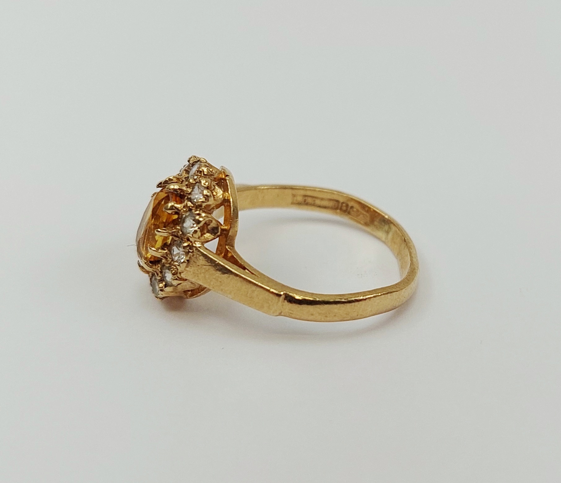 9ct Yellow Gold Citrine & Quartz Cluster Ring UK Size L, US 5.5 - Image 2