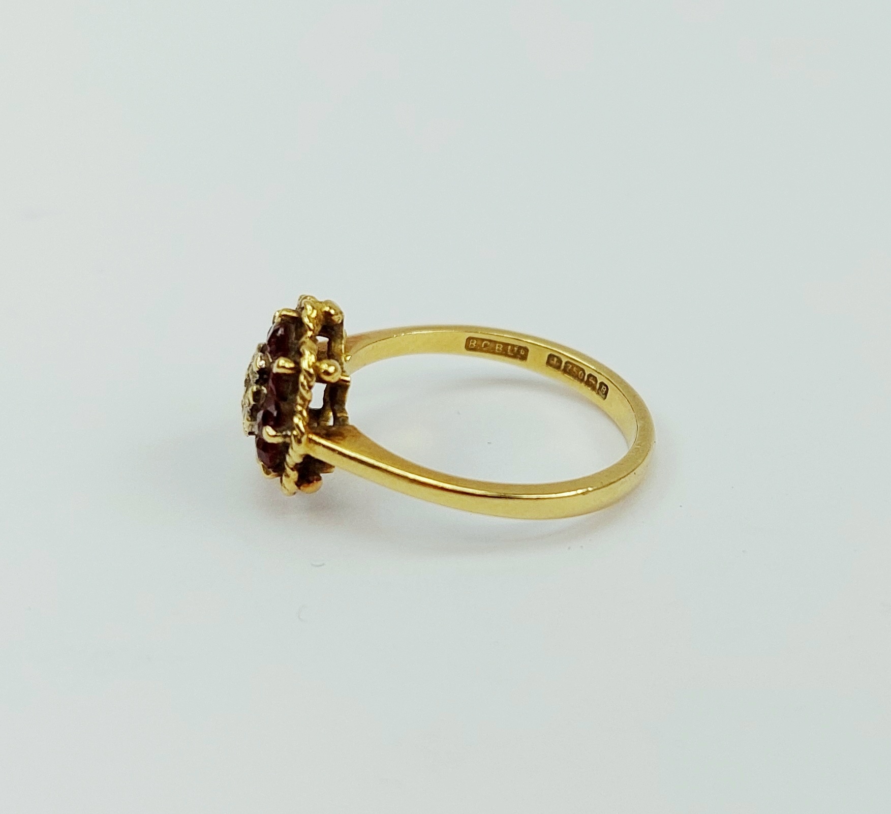 18ct Yellow Gold Diamond & Ruby Dress Ring UK Size L, US 5.5 - Image 2