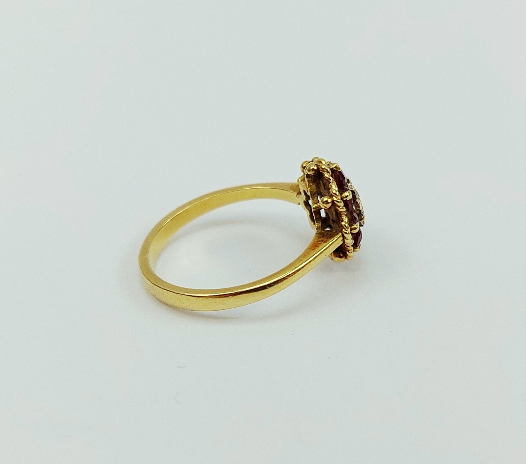 18ct Yellow Gold Diamond & Ruby Dress Ring UK Size L, US 5.5 - Image 3