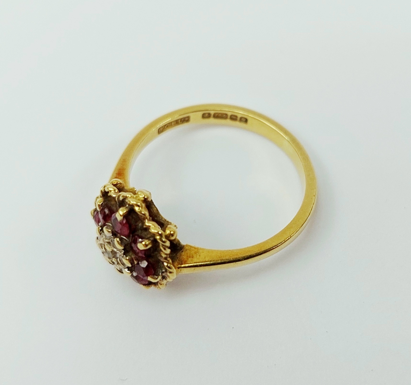 18ct Yellow Gold Diamond & Ruby Dress Ring UK Size L, US 5.5 - Image 4