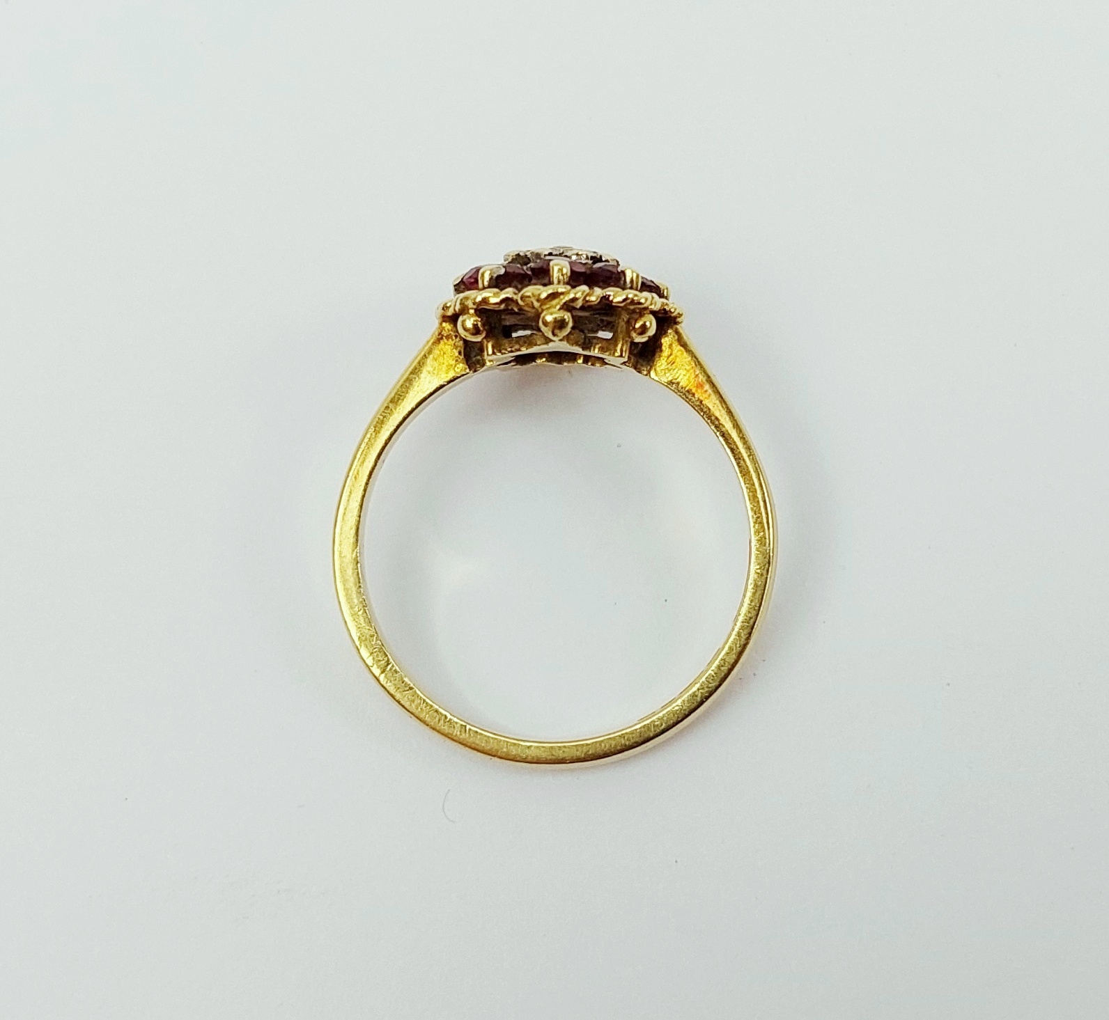 18ct Yellow Gold Diamond & Ruby Dress Ring UK Size L, US 5.5 - Image 5