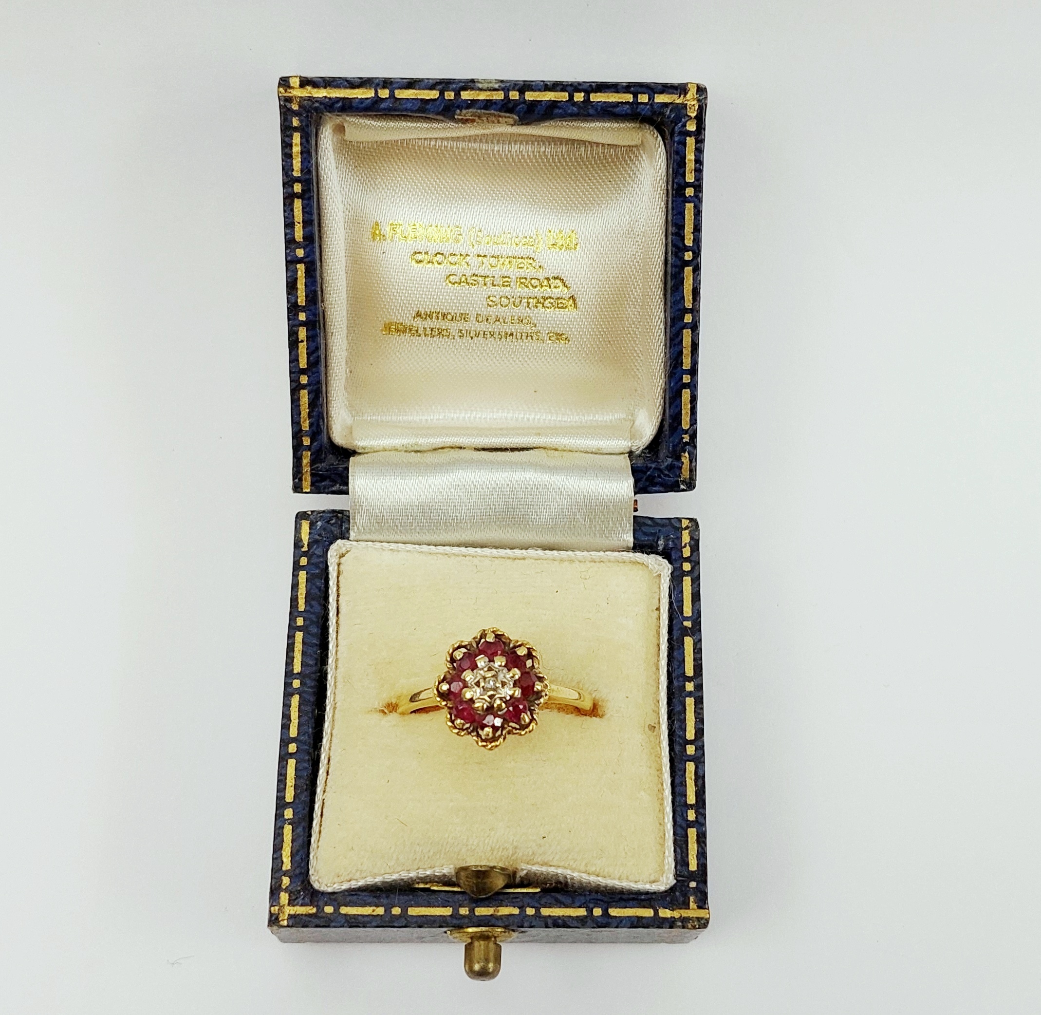 18ct Yellow Gold Diamond & Ruby Dress Ring UK Size L, US 5.5 - Image 7