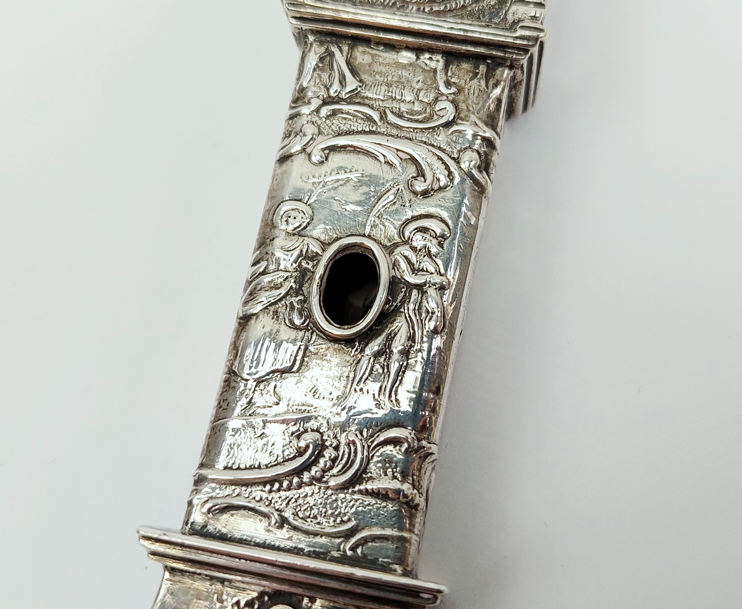 Miniature Sterling Silver Long Case Clock Ornament c1845 - Image 3