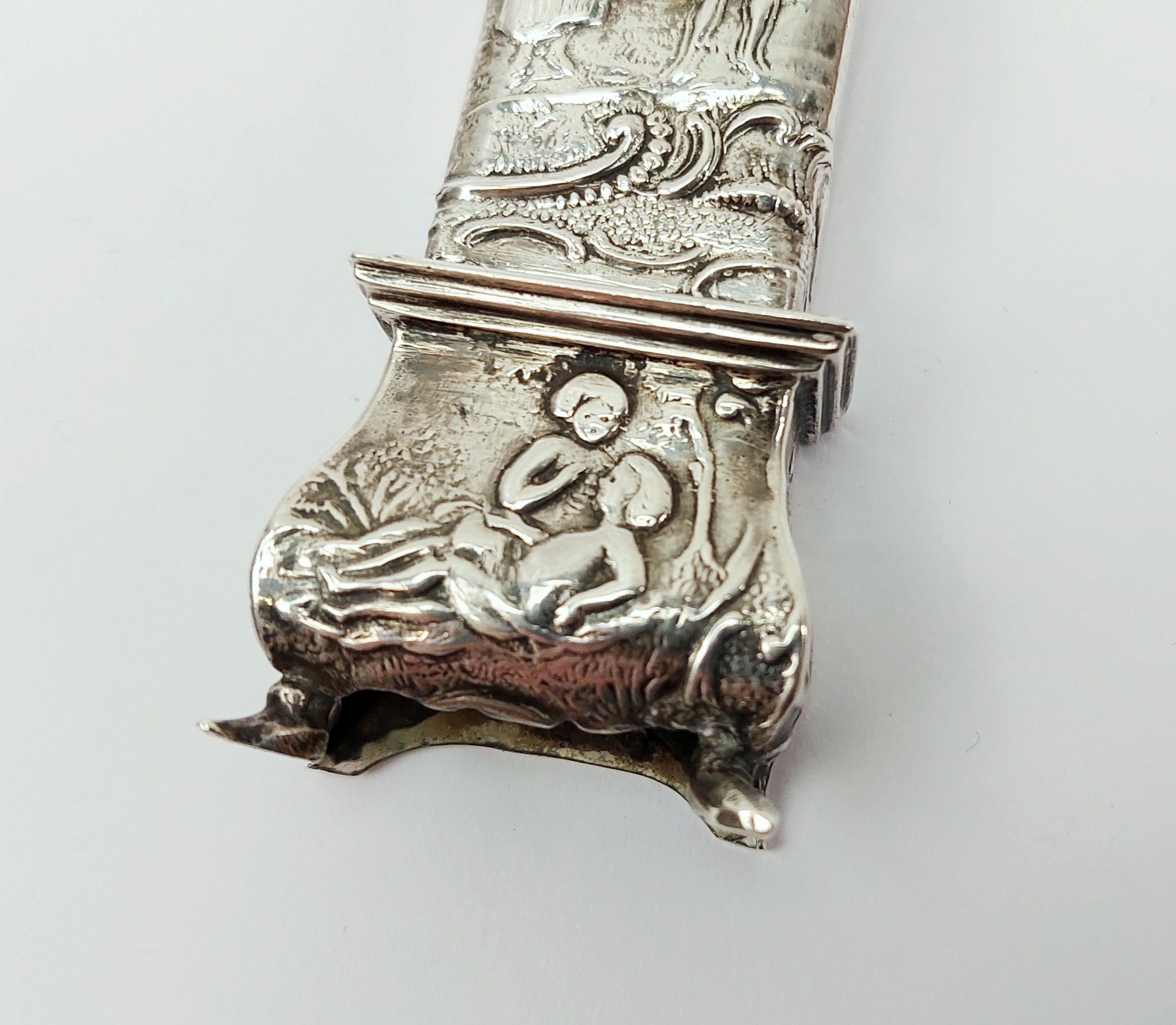 Miniature Sterling Silver Long Case Clock Ornament c1845 - Image 4
