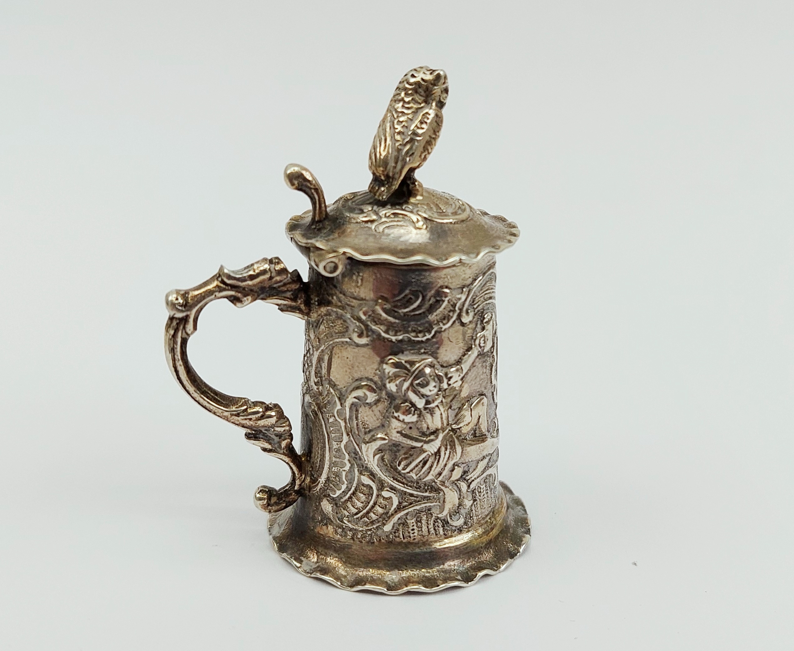 Miniature Sterling Silver Tankard With Owl by Samuel Boyce Landeck c1904 - Image 2