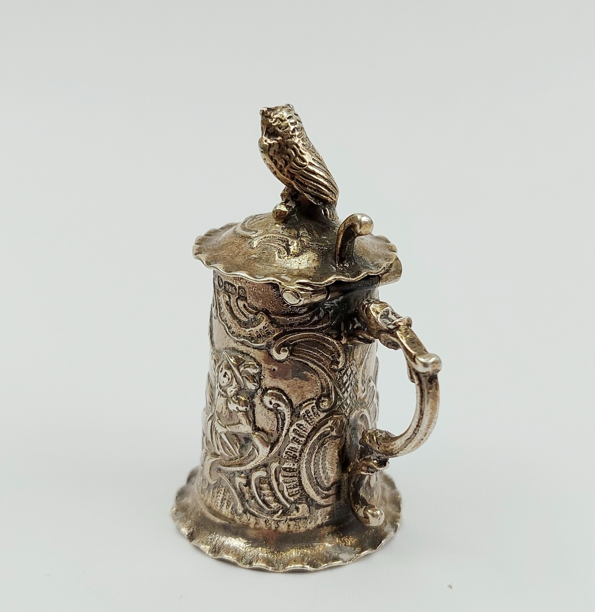Miniature Sterling Silver Tankard With Owl by Samuel Boyce Landeck c1904 - Image 4