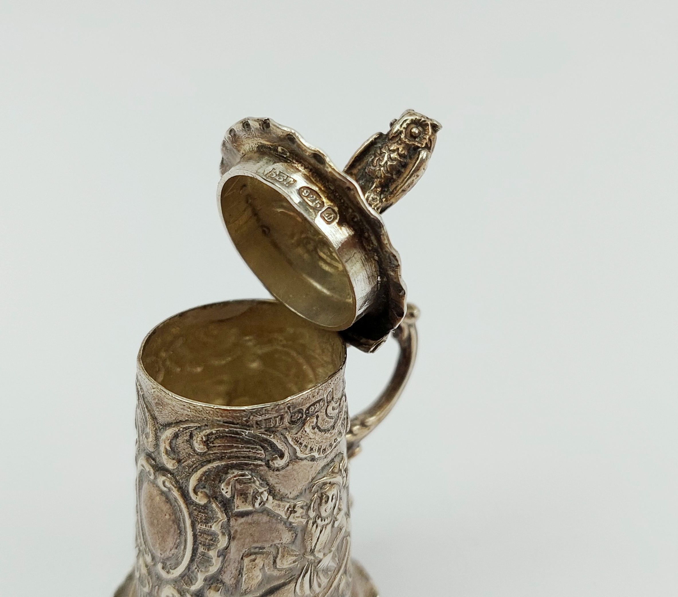 Miniature Sterling Silver Tankard With Owl by Samuel Boyce Landeck c1904 - Image 6