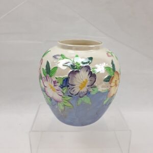 Mid 20th Century Maling Ware Tube Lined Pansy Vase