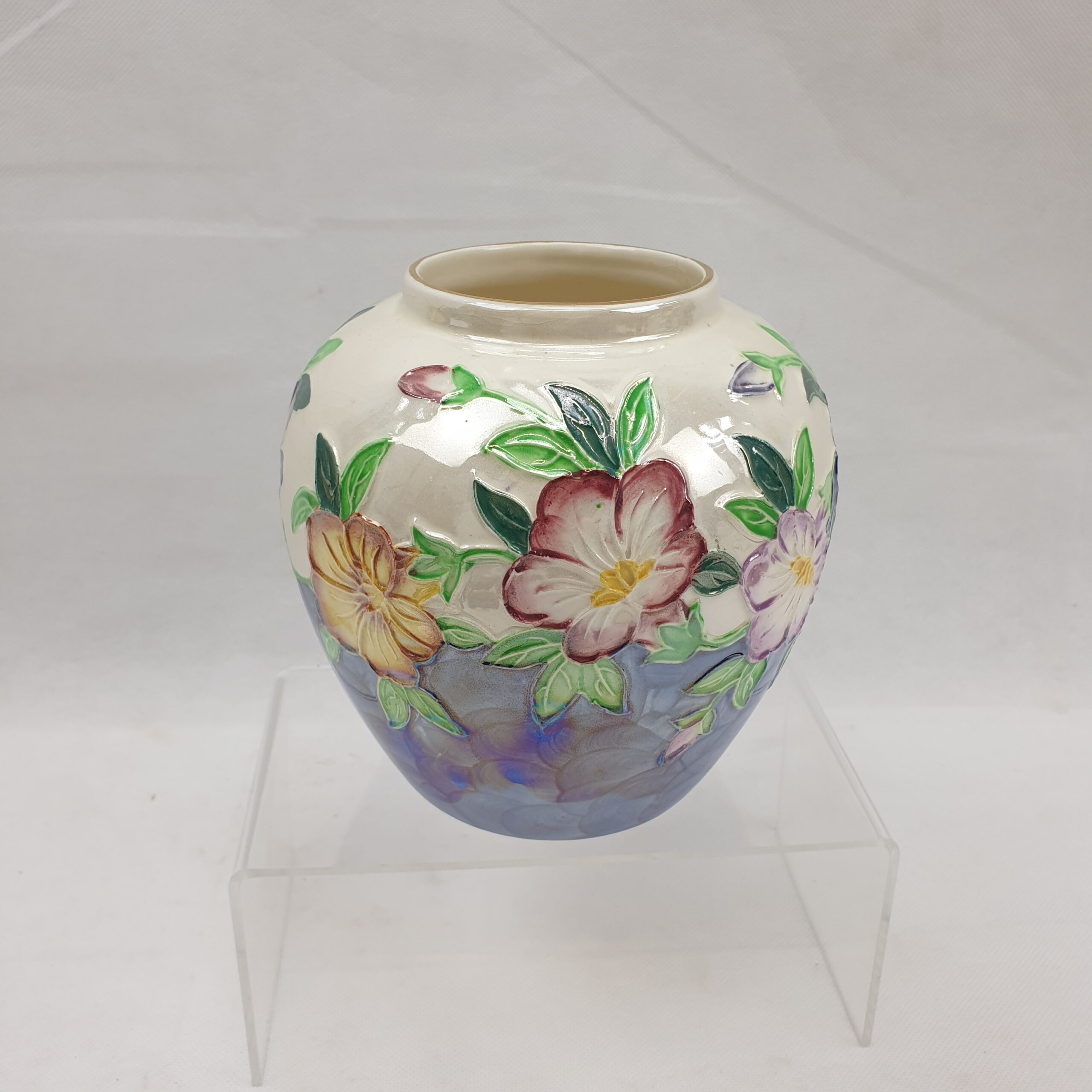 Mid 20th Century Maling Ware Tube Lined Pansy Vase - Image 4