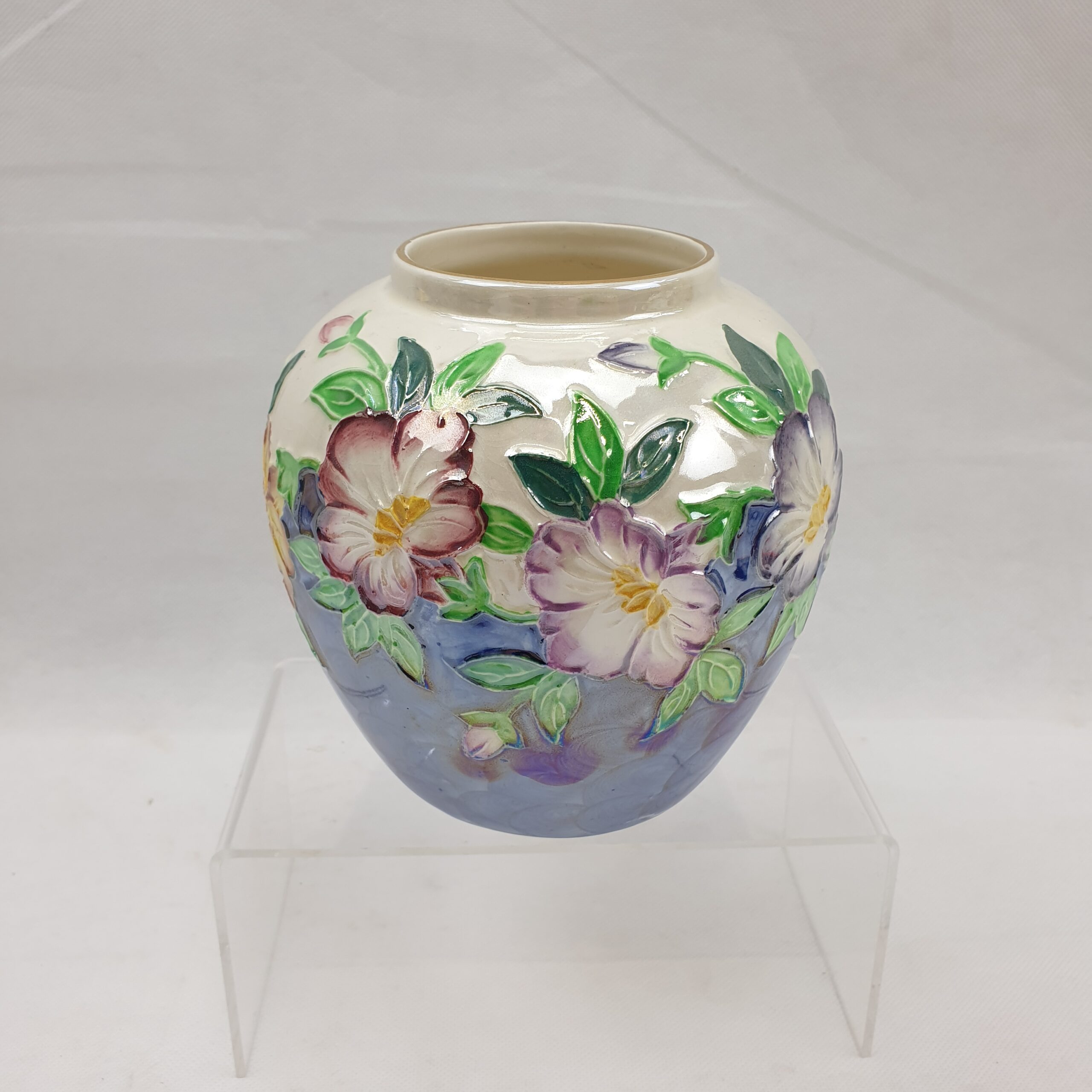 Mid 20th Century Maling Ware Tube Lined Pansy Vase - Image 2