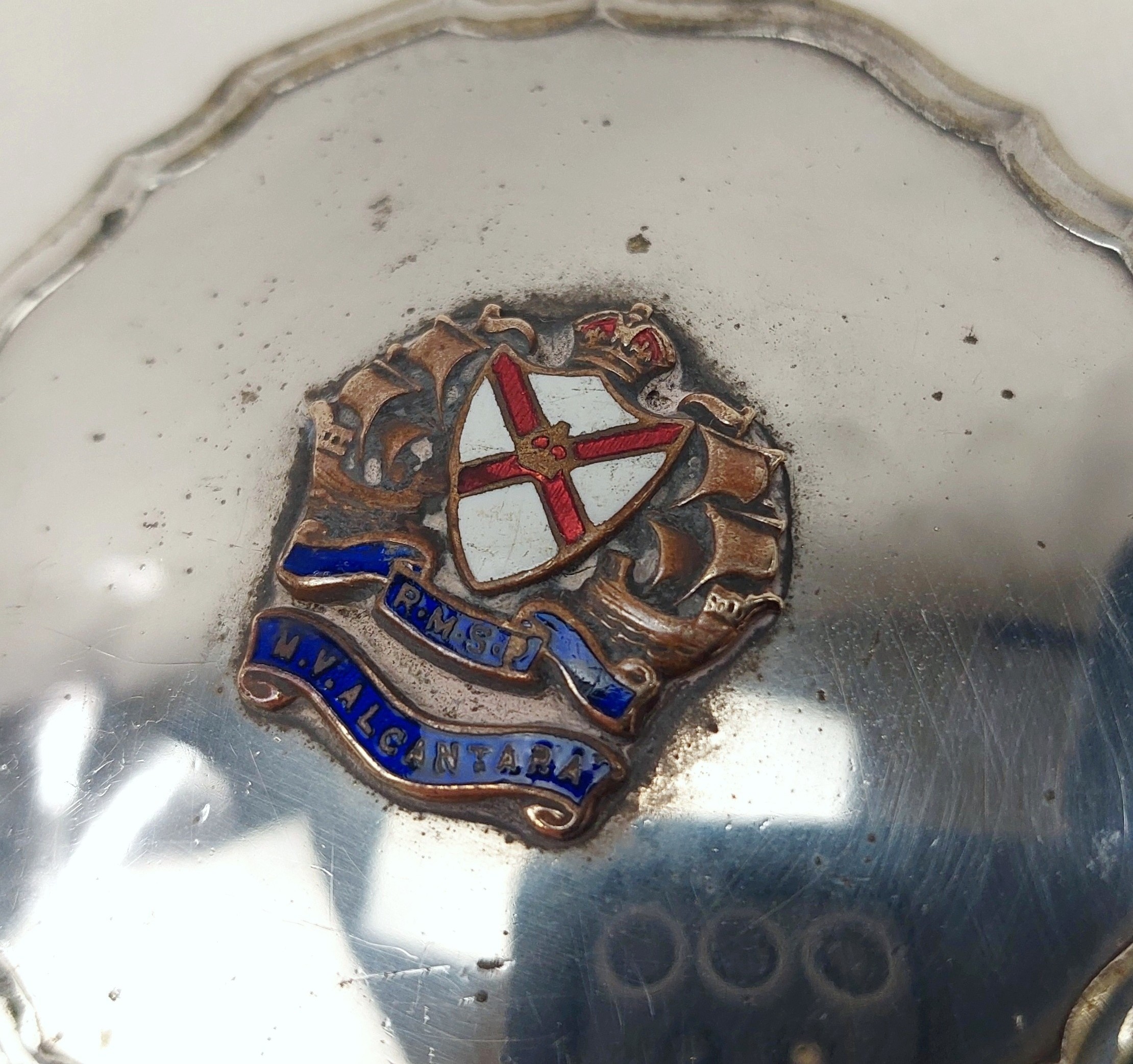 1930's RMS Alcantara Ships Silver Plate And Enamel Pill Box - Image 7