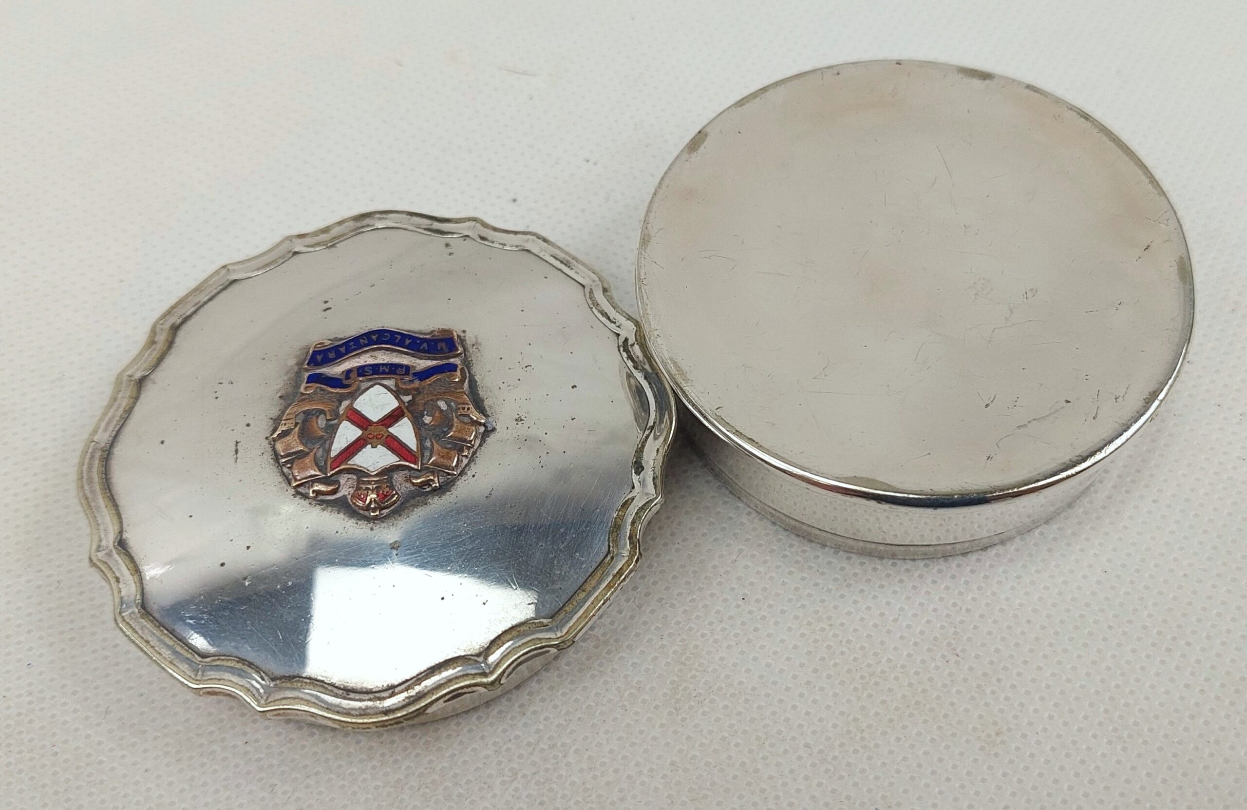 1930's RMS Alcantara Ships Silver Plate And Enamel Pill Box - Image 2