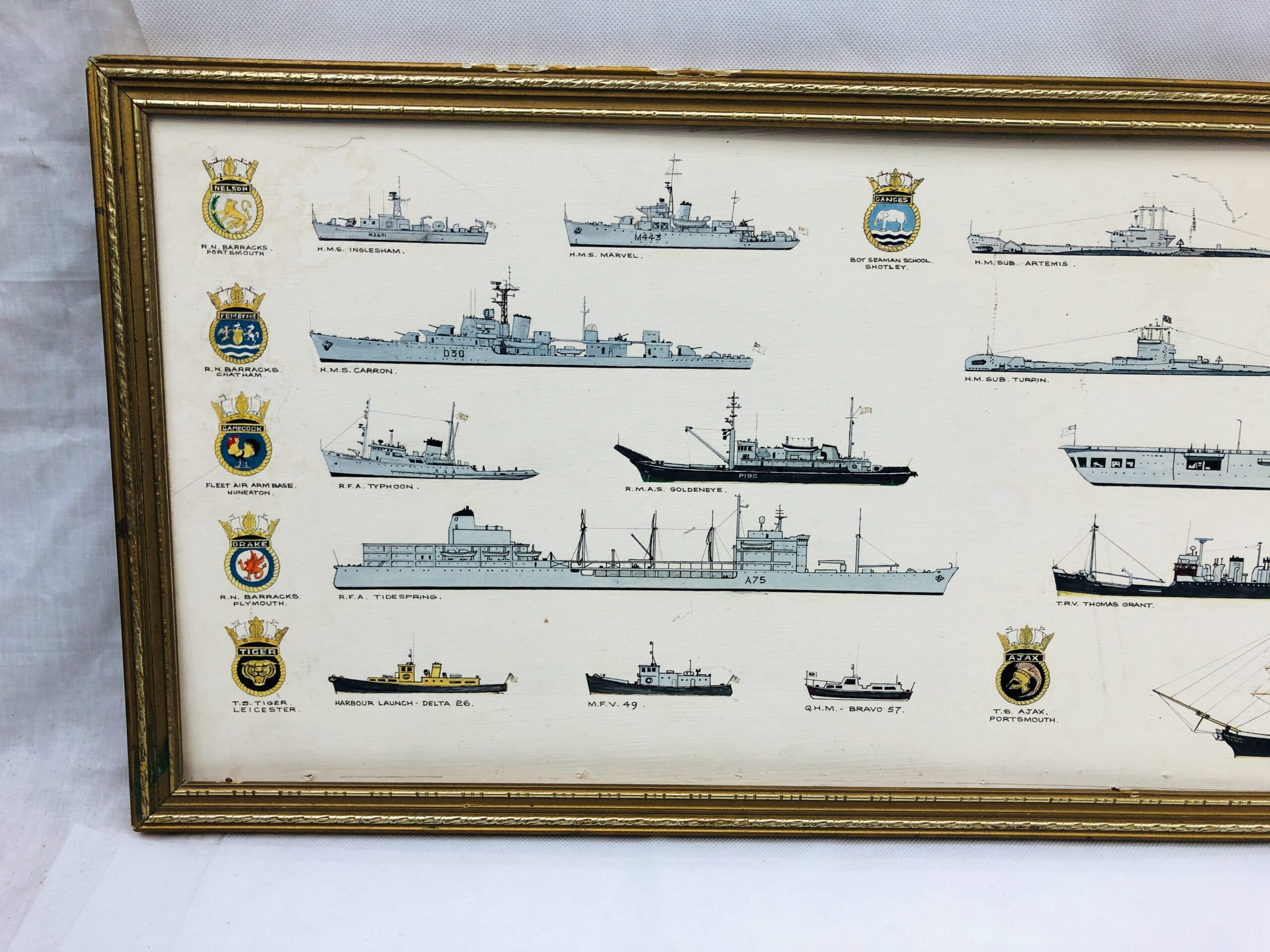 Roy Harold Henderson RN MN Oil Painting Of The Ships He Served On With Medal Ribbon Bar - Image 11