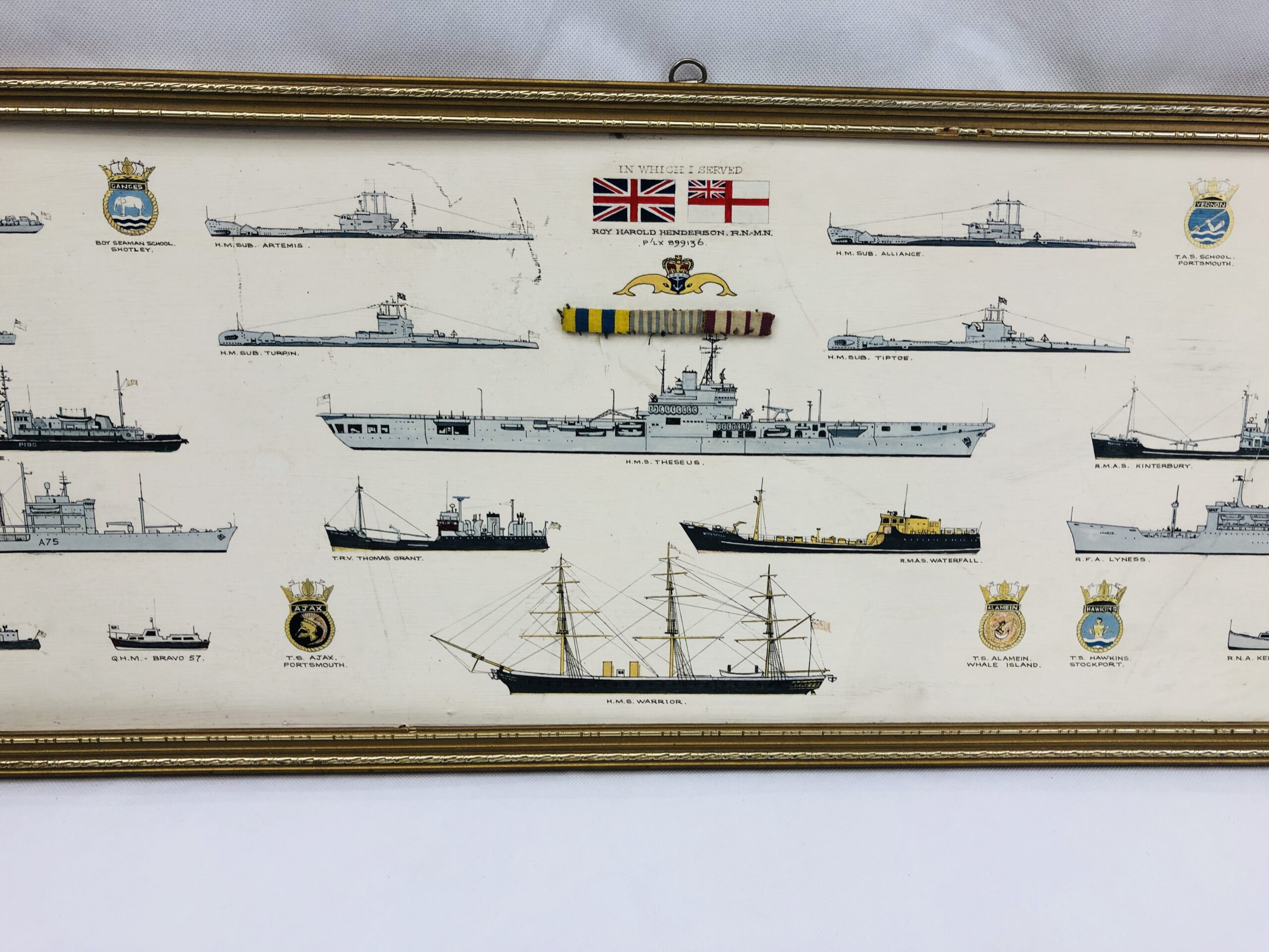 Roy Harold Henderson RN MN Oil Painting Of The Ships He Served On With Medal Ribbon Bar - Image 9
