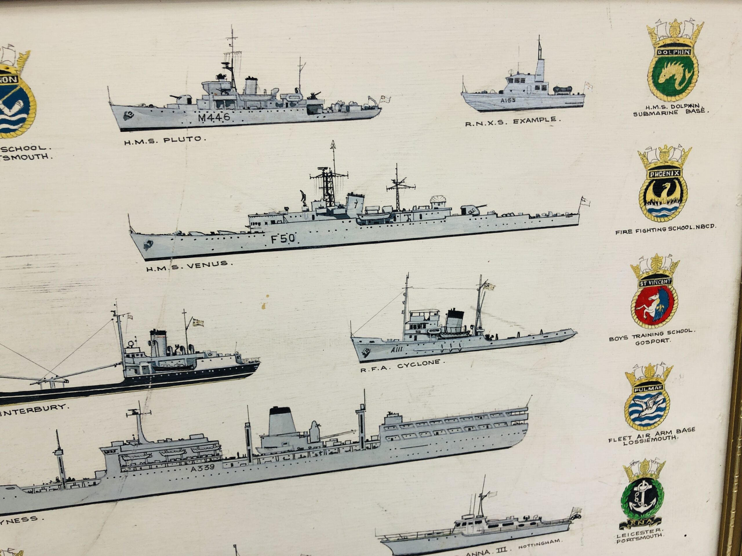 Roy Harold Henderson RN MN Oil Painting Of The Ships He Served On With Medal Ribbon Bar - Image 7