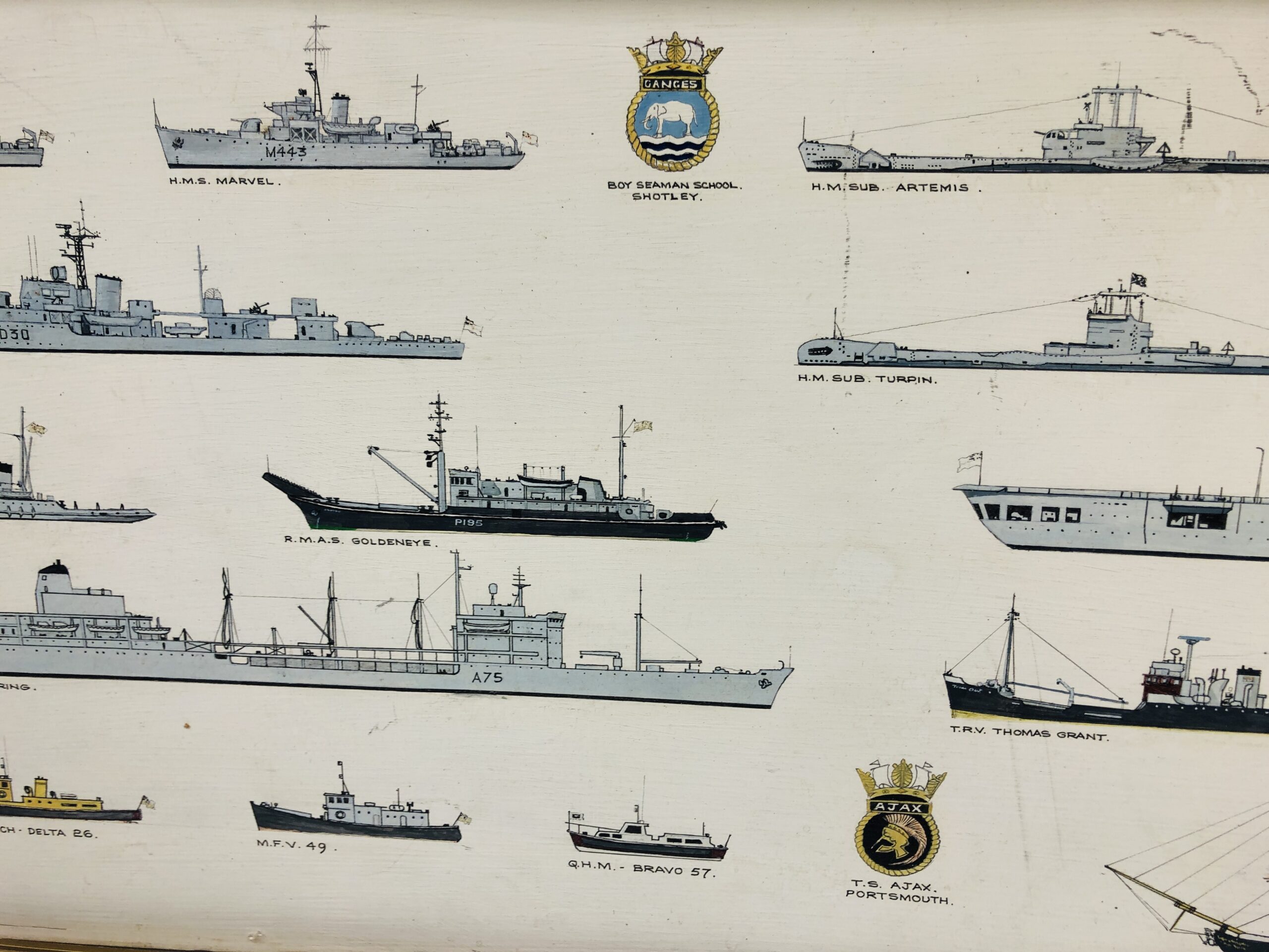 Roy Harold Henderson RN MN Oil Painting Of The Ships He Served On With Medal Ribbon Bar - Image 6