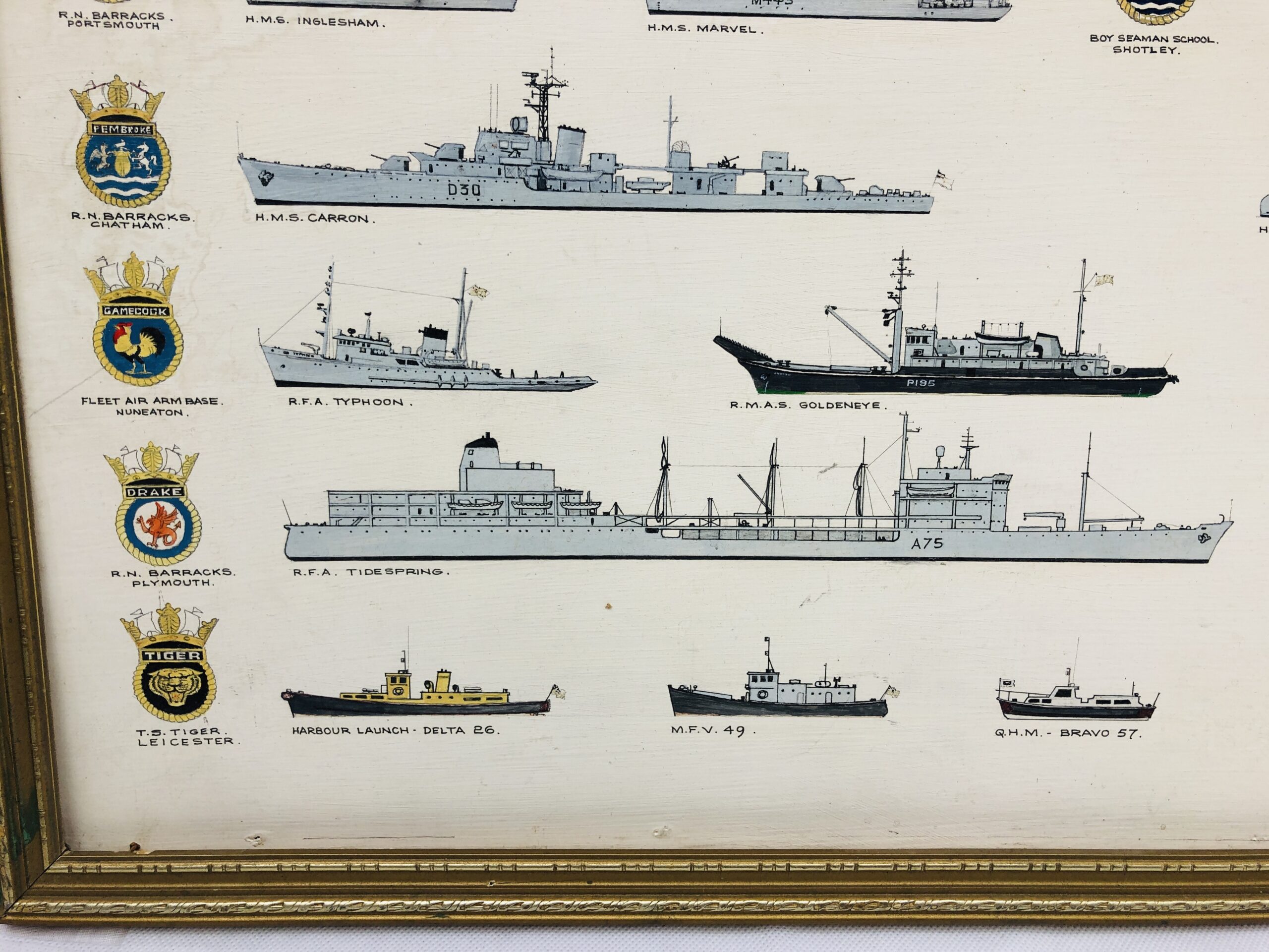 Roy Harold Henderson RN MN Oil Painting Of The Ships He Served On With Medal Ribbon Bar - Image 5