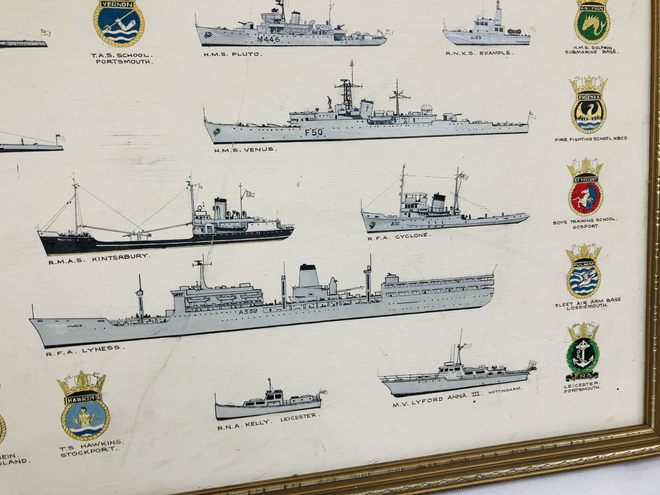 Roy Harold Henderson RN MN Oil Painting Of The Ships He Served On With Medal Ribbon Bar - Image 3