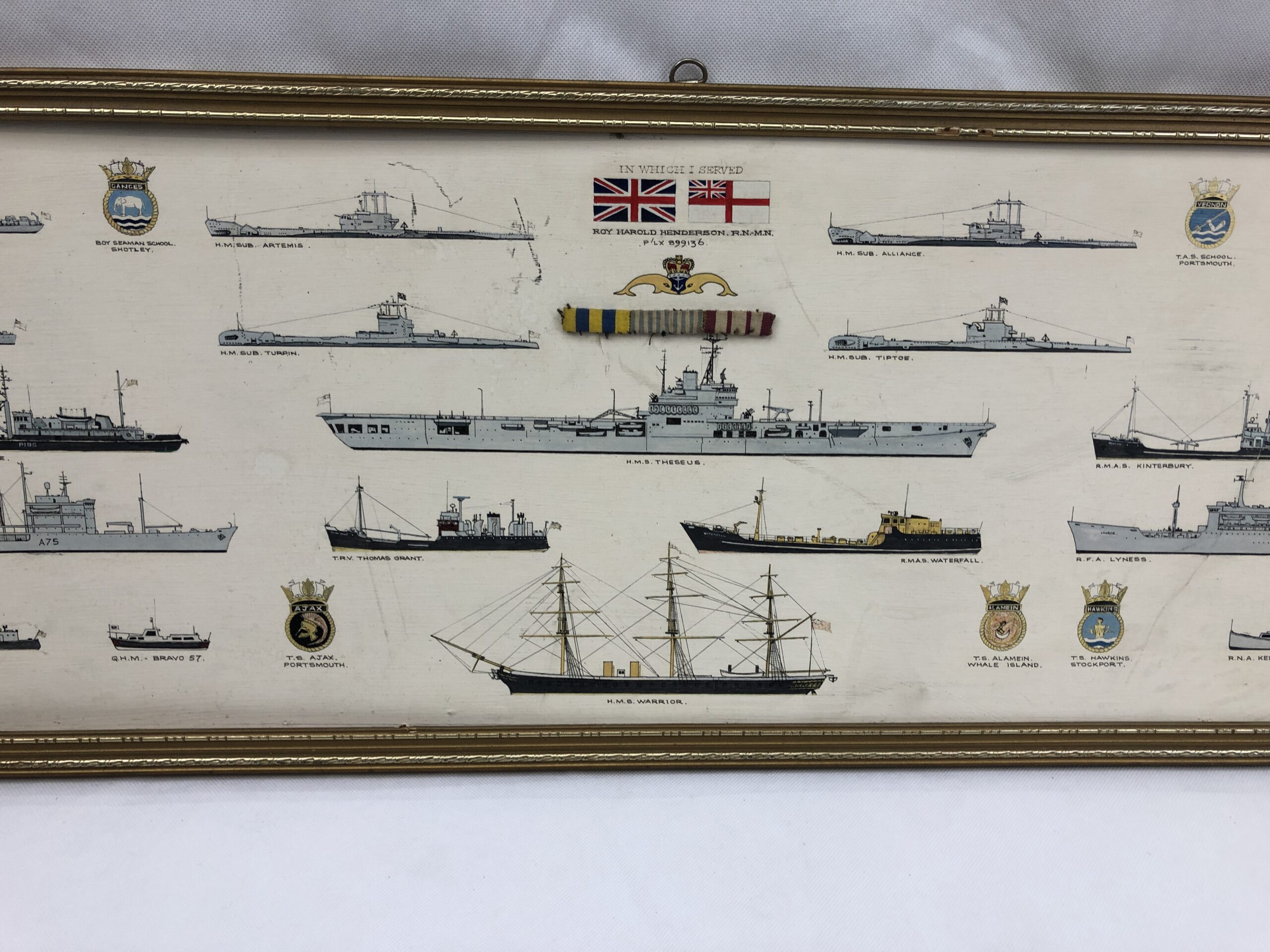 Roy Harold Henderson RN MN Oil Painting Of The Ships He Served On With Medal Ribbon Bar - Image 19