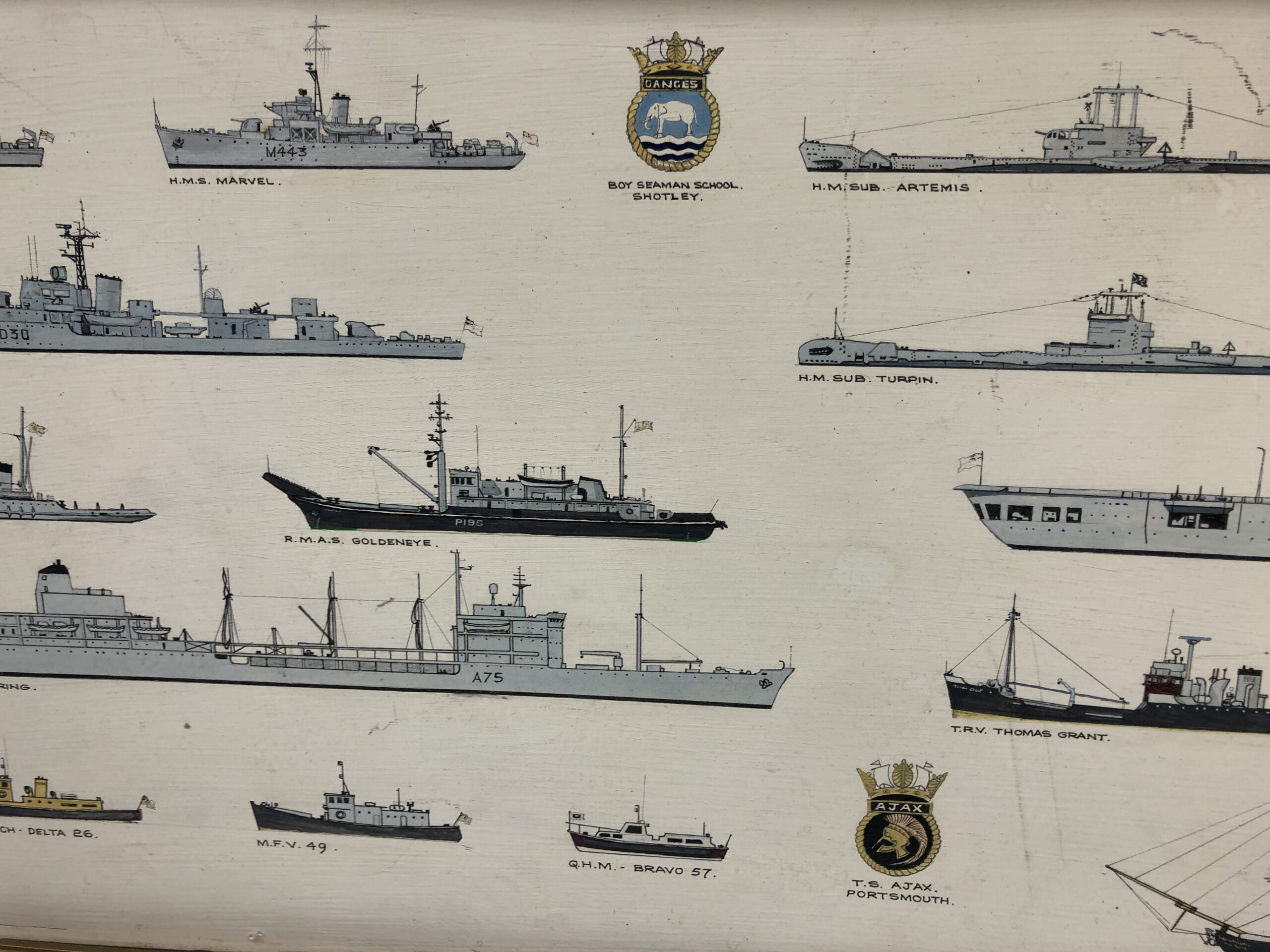 Roy Harold Henderson RN MN Oil Painting Of The Ships He Served On With Medal Ribbon Bar - Image 15