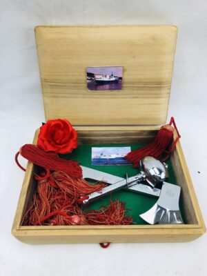 Silver Plated Launching Casket, Hammer And Axe For The P&O Ferry MV Ibex