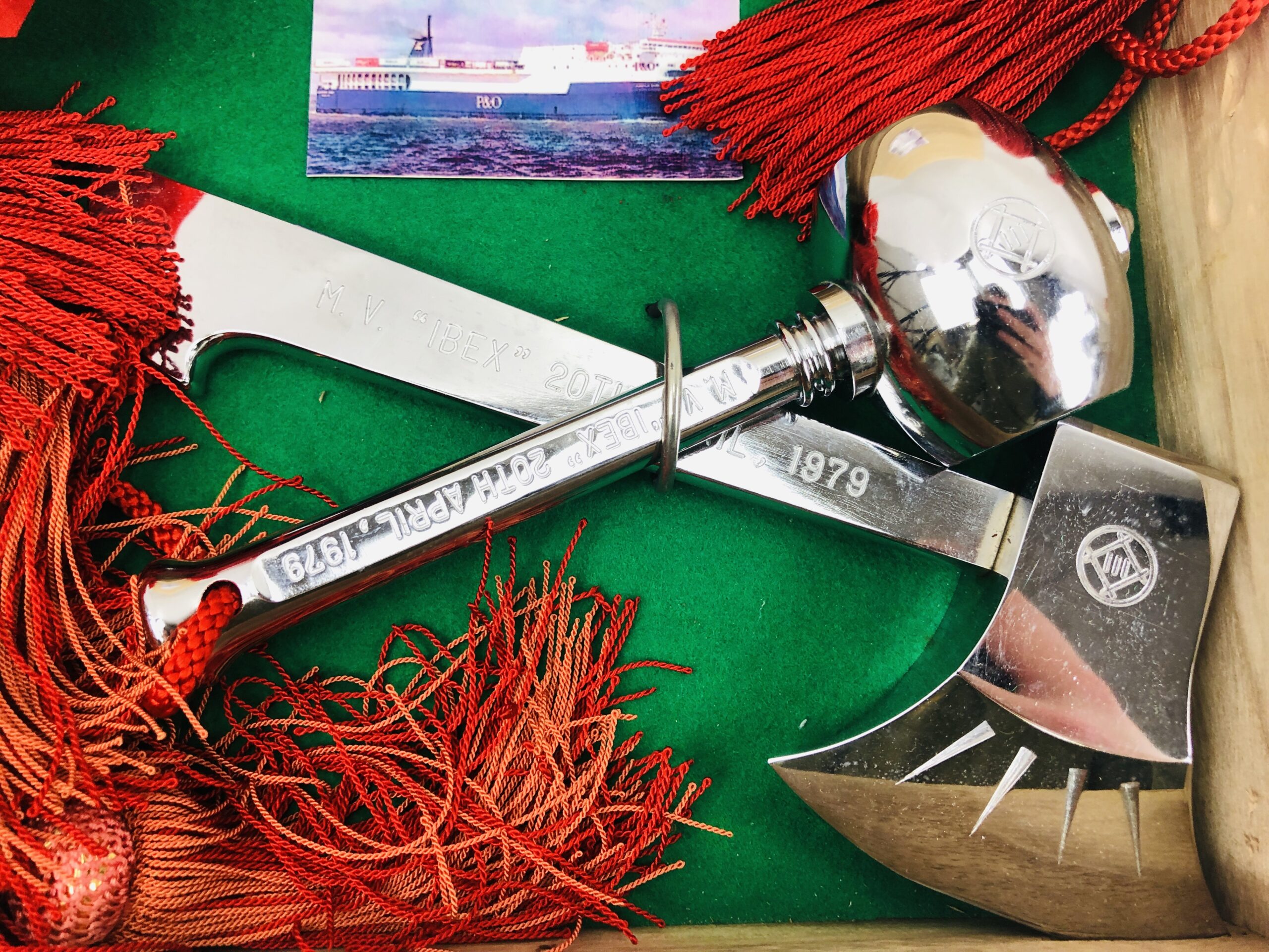 Silver Plated Launching Casket, Hammer And Axe For The P&O Ferry MV Ibex - Image 2