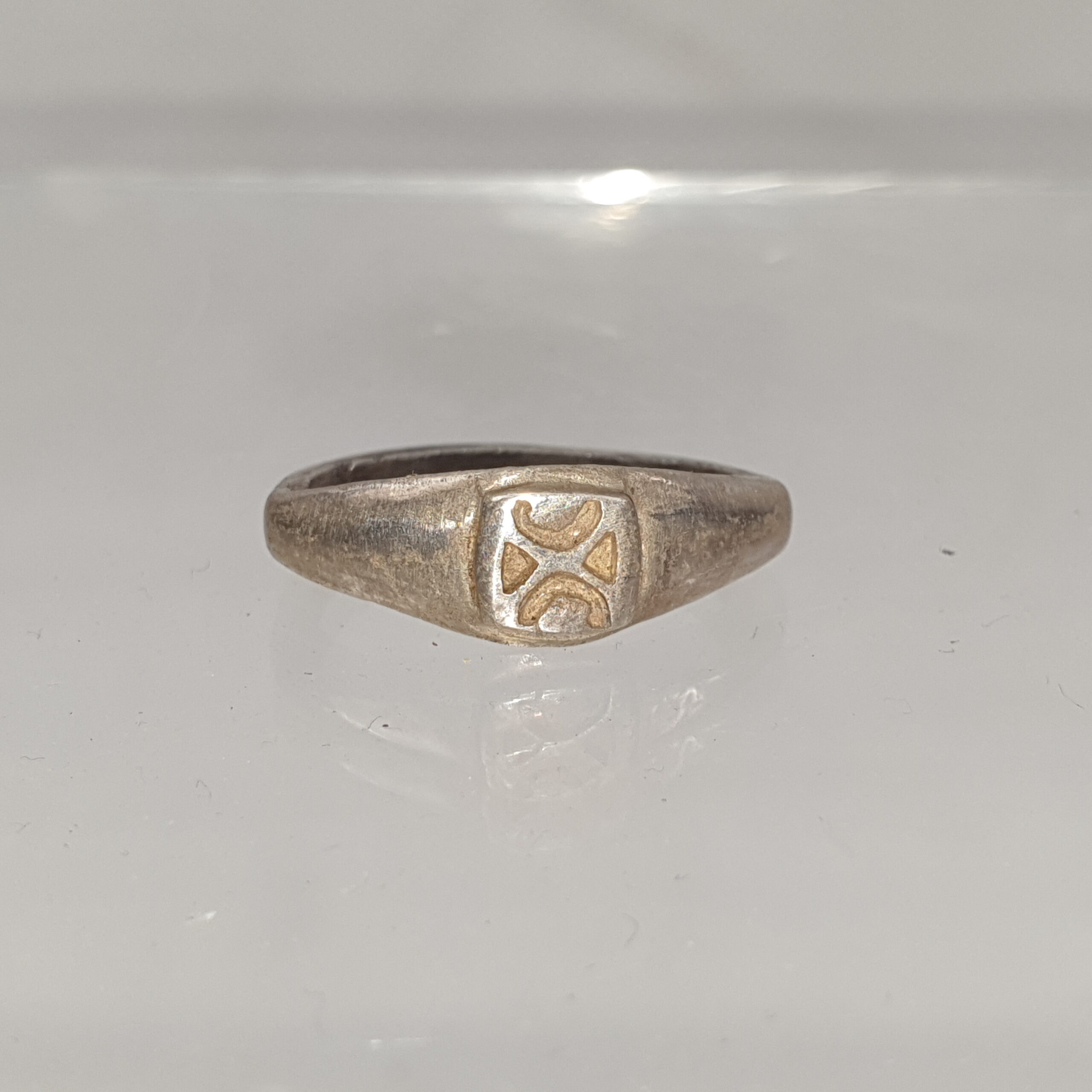 Silver Roman Ring With X To The Centre