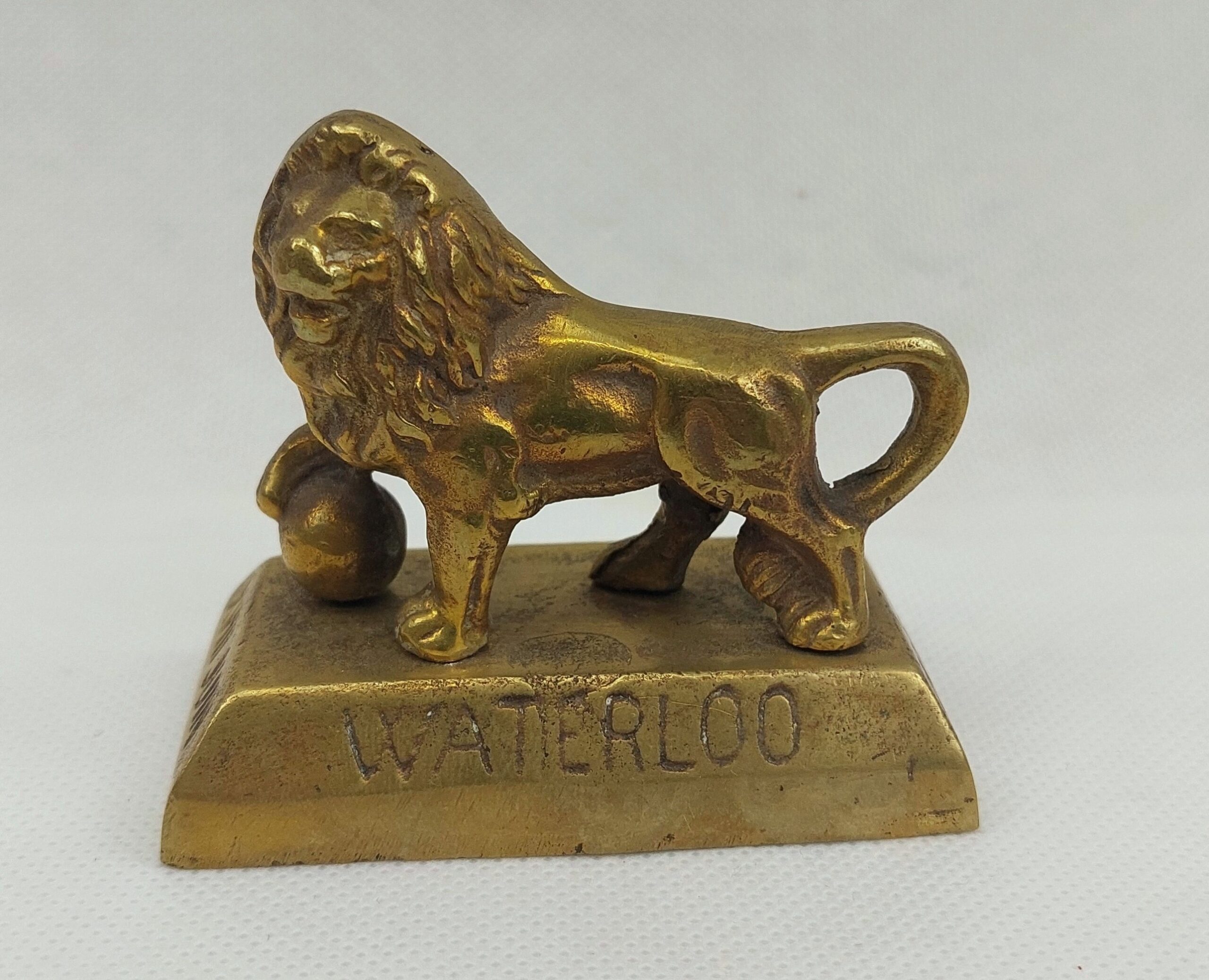 Victorian French Battle Of Waterloo Brass Lion Souvenir